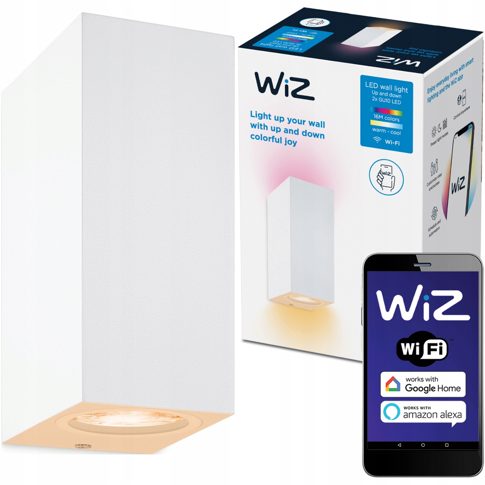 Inteligentní Led Nástěnné Svítidlo Kinkiet 2x 5W Bílá Cct Rgb Smart WiFi WiZ