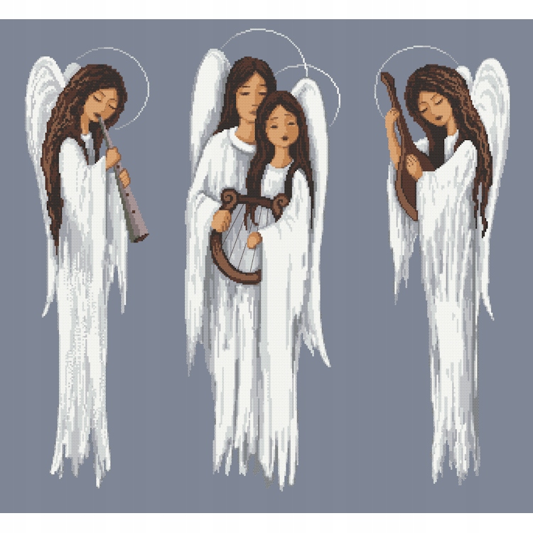 Křížková výšivka Vyšívací sada Triptych s anděly