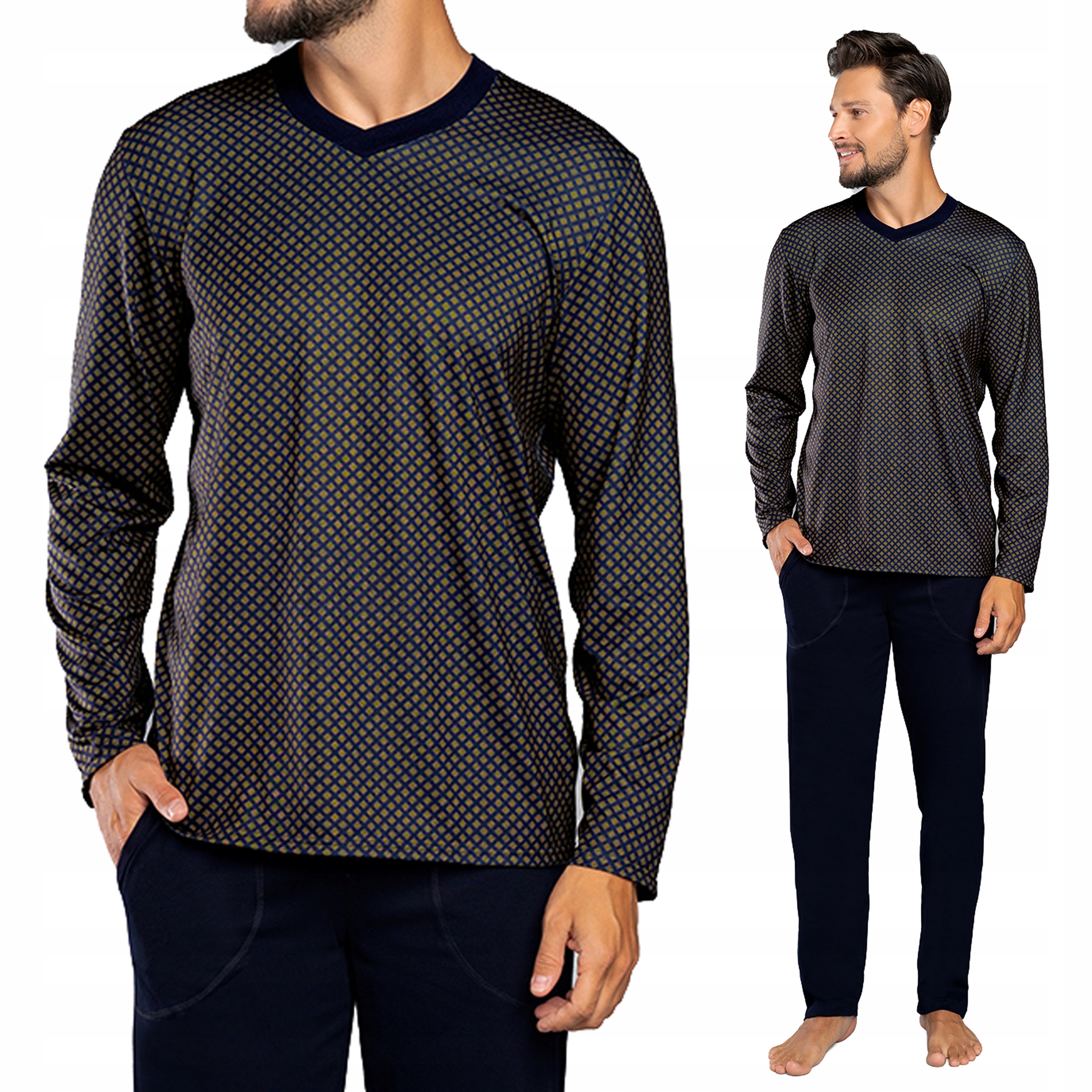 

'norman' Wygodna Długa Piżama Męska_ Bawełna_ XXL