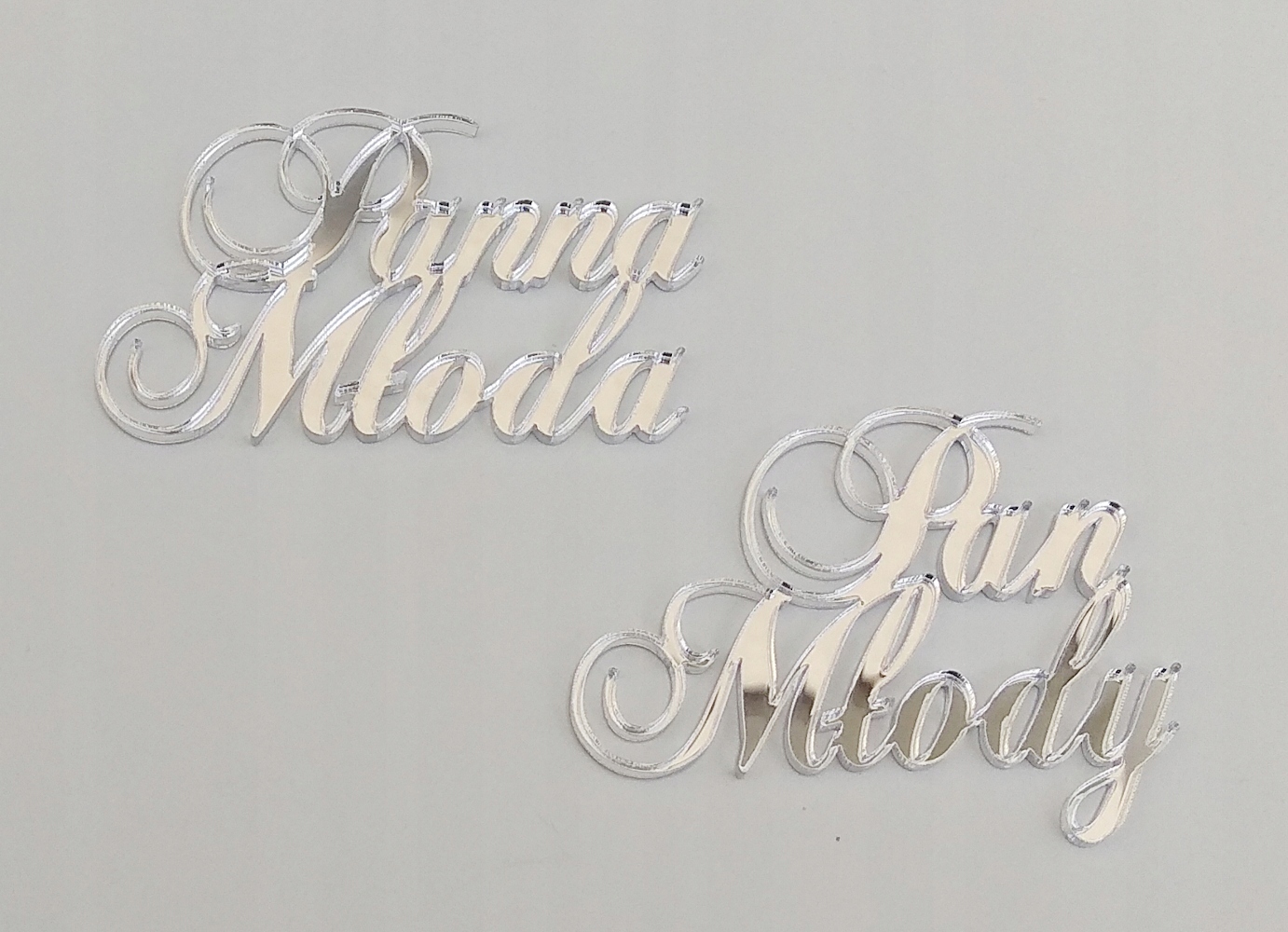 MDK Napisy Panna Młoda, Pan Młody lustro srebrne