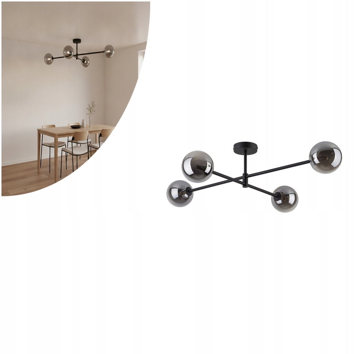 Čierna stropná lampa Sarius s moderným dizajnom do kancelárie Tk Lighting