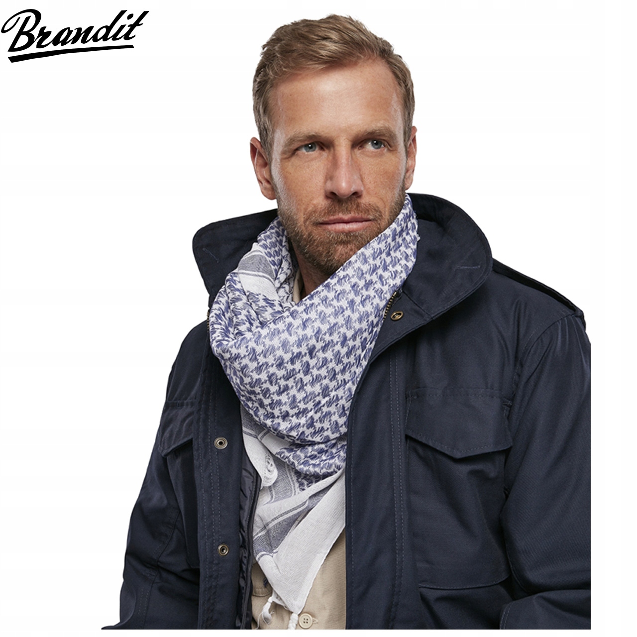 CHUSTA ARAFATKA BANDANA BANDAMA BANDAMKA APASZKA 100X100 BRANDIT BLUE White Kod producenta 7009-153