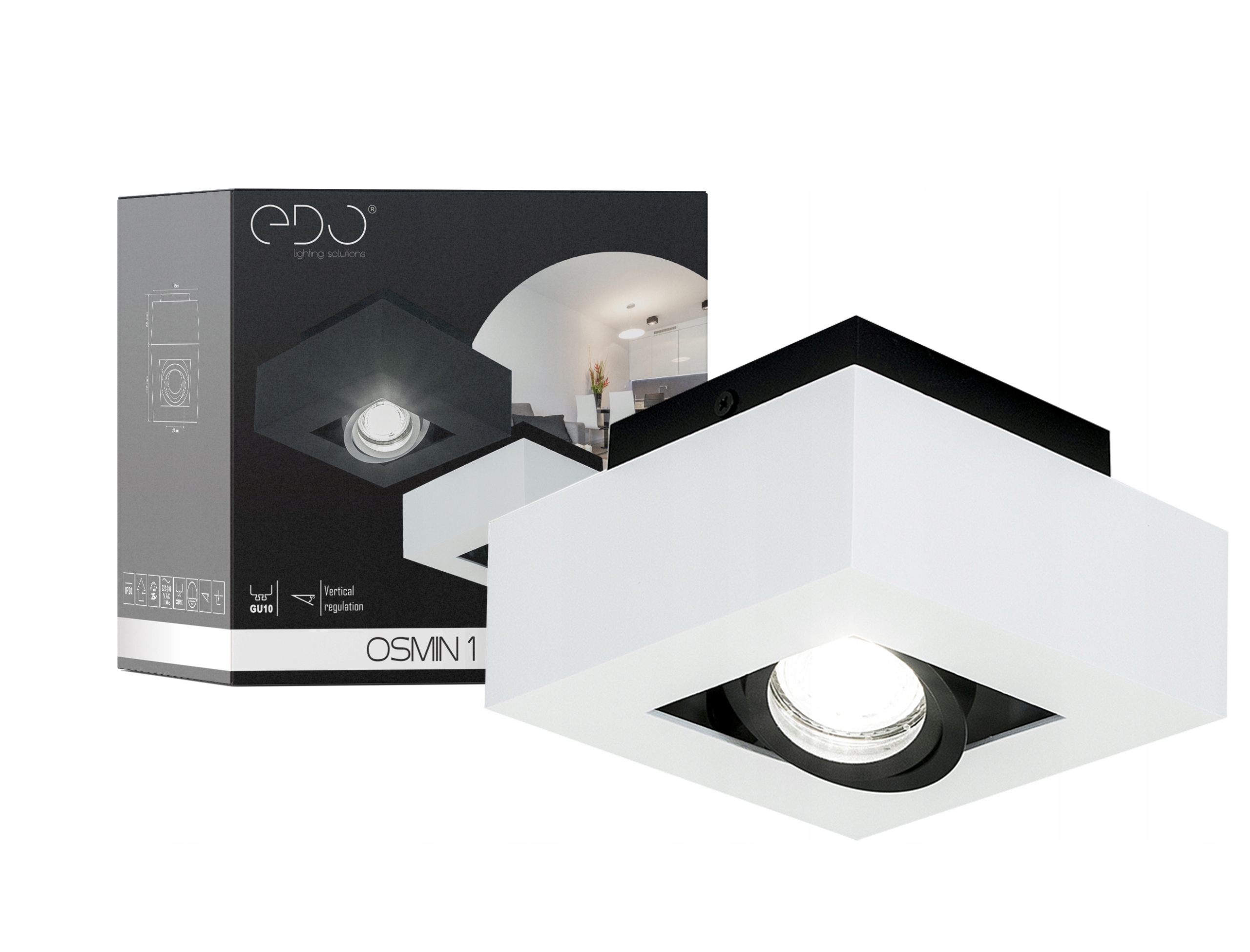 LAMPA SUFITOWA PLAFON LED NATYNKOWY OPRAWA BIAŁA EDO