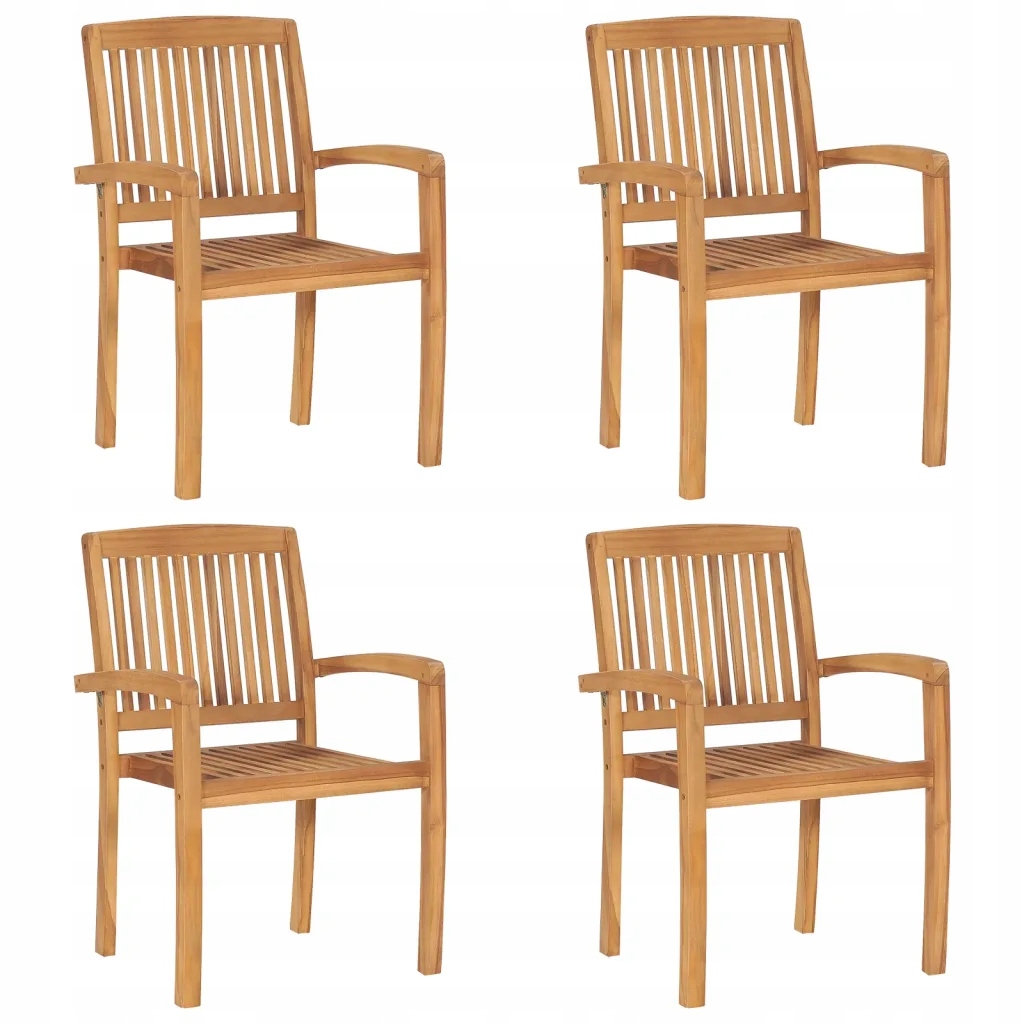 Sada 4 Zahradních Židlí z Teakového Dřeva, 60x57,5x90 cm