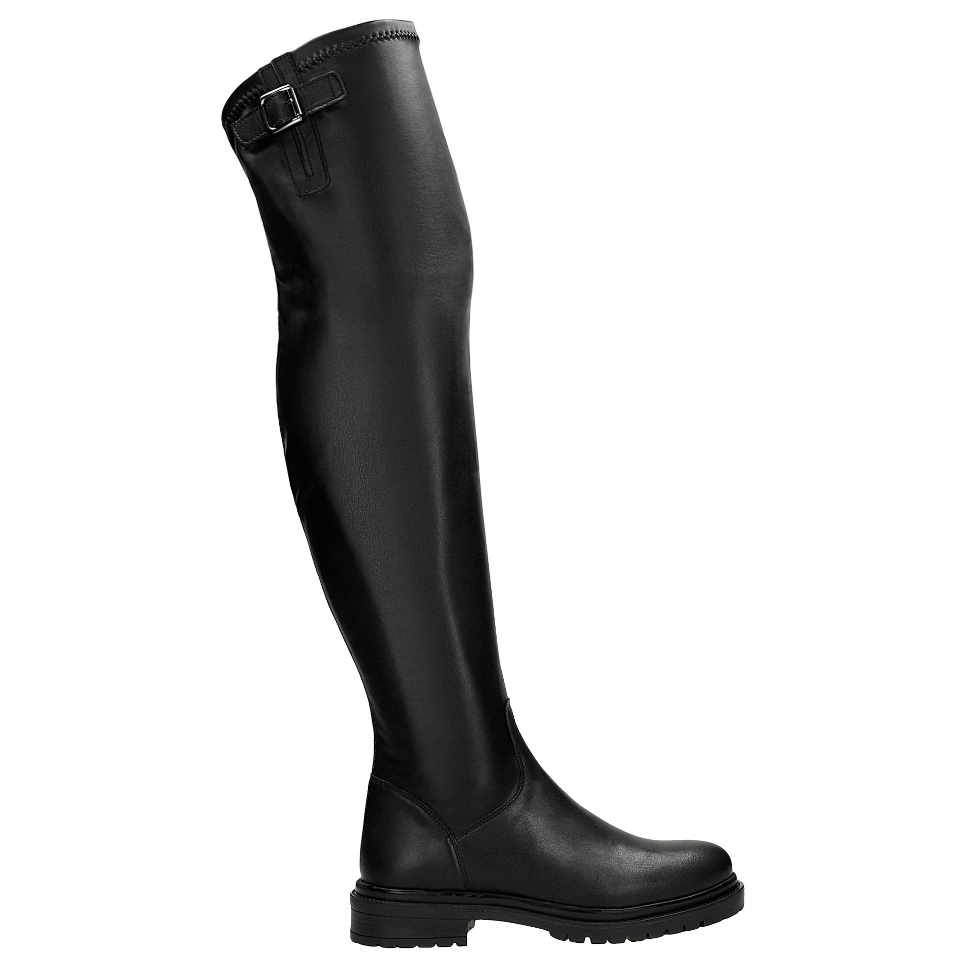 Černé vysoké kozačky za koleno, velikost vel.