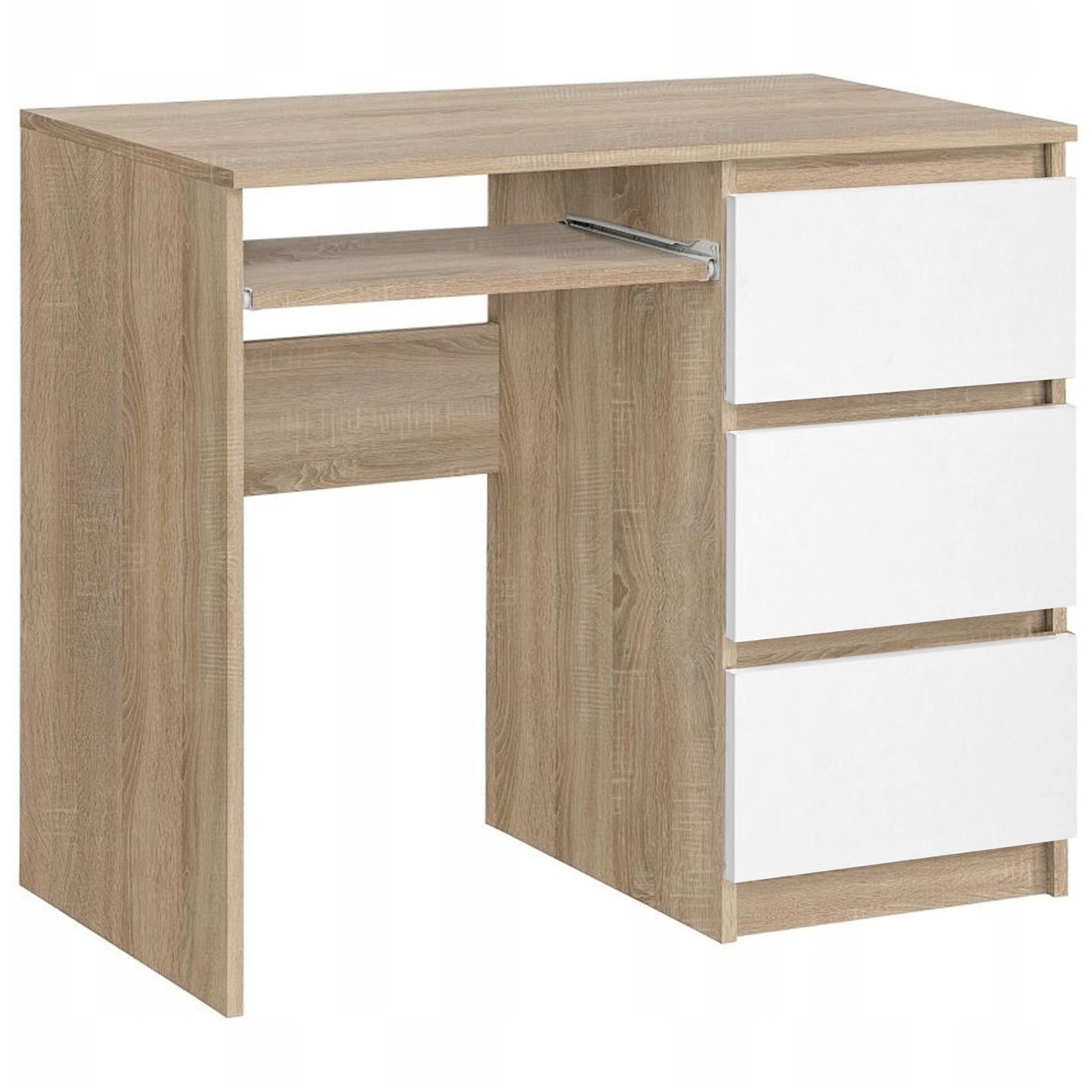 Biurko 3 szuflady prawe DĄB SONOMA + BIAŁY MAT