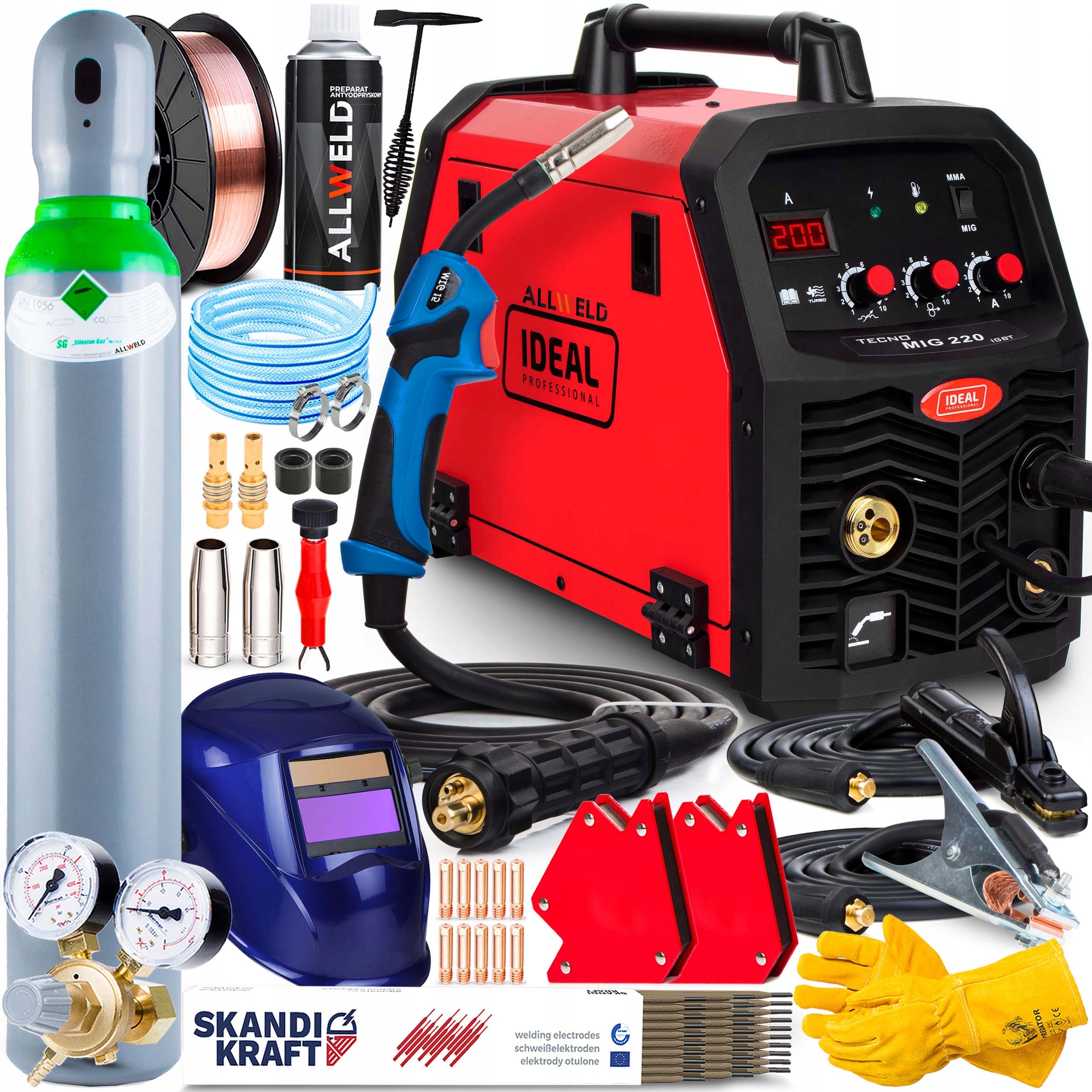 Svařovací Stroj Migomat Ideal Tecno Mig 220 Mma Digital Flux 220A 230V Alu Igbt