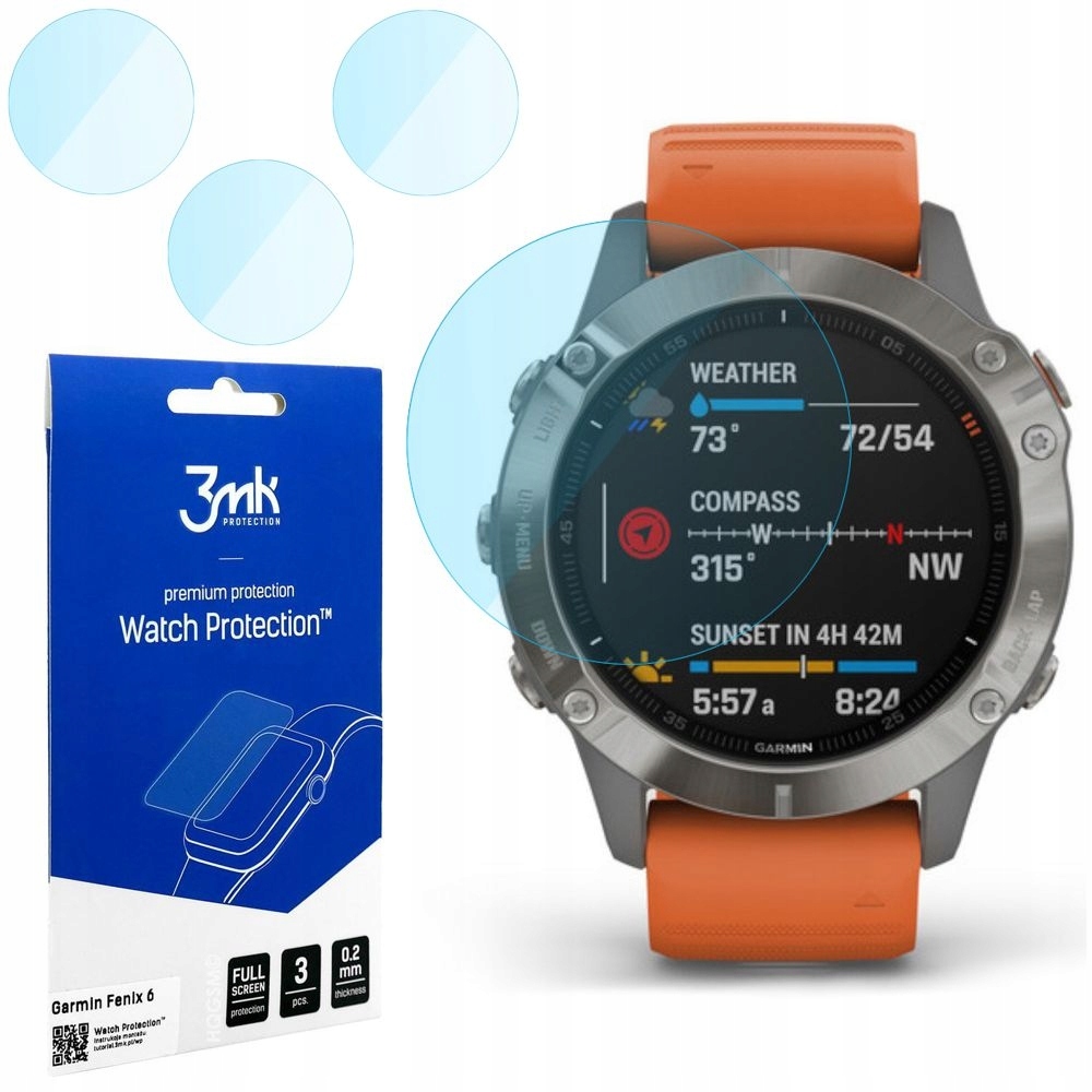 

Nietłukące Szkło 3mk do Garmin Fenix 5/6/Pro 3szt