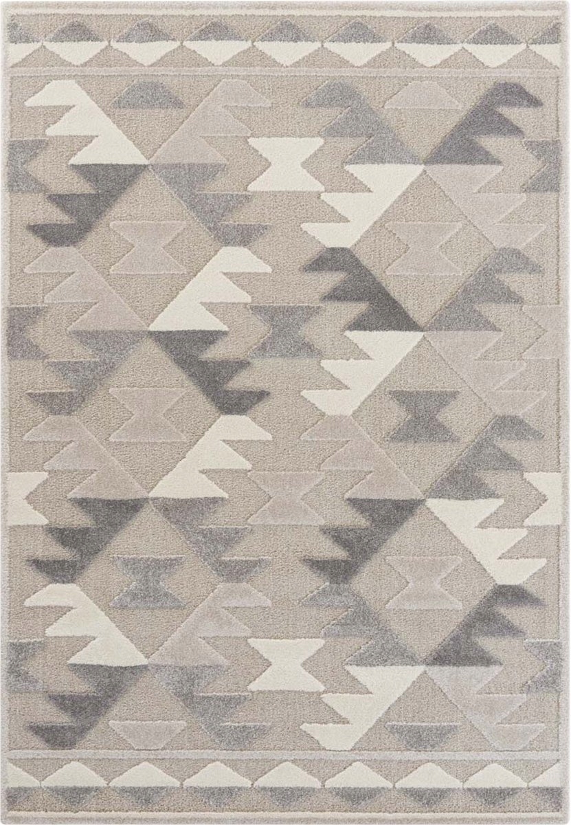 Šedo béžový plyšový 3D koberec Elle Decor Namago 120 x 170 cm
