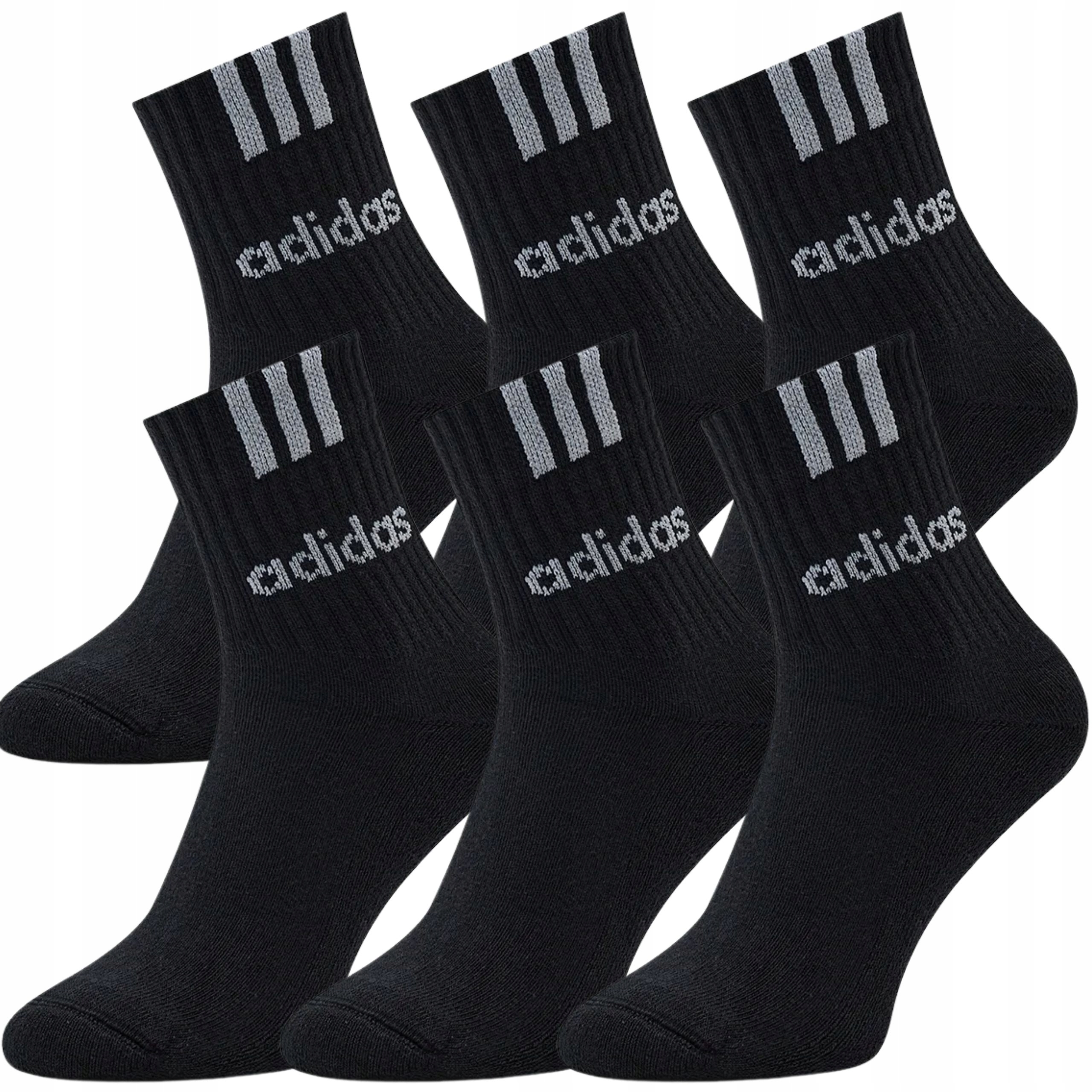 Adidas Skarpety Męskie Długie Bawełna 34-36 6 Par czarne