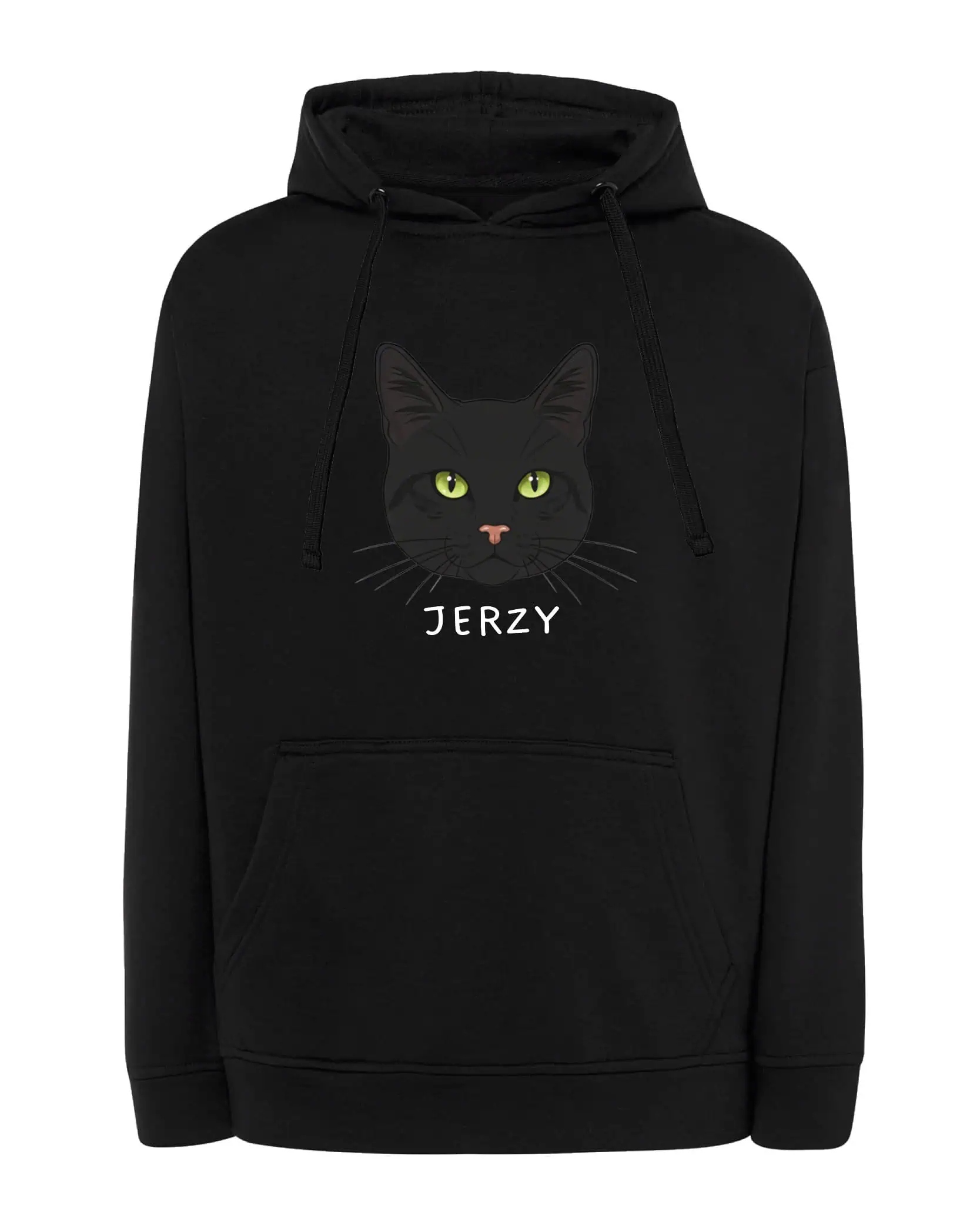 Mikina s kapucí Střešní taška Černá Personalizovaná Kočka Pupil Černá XL