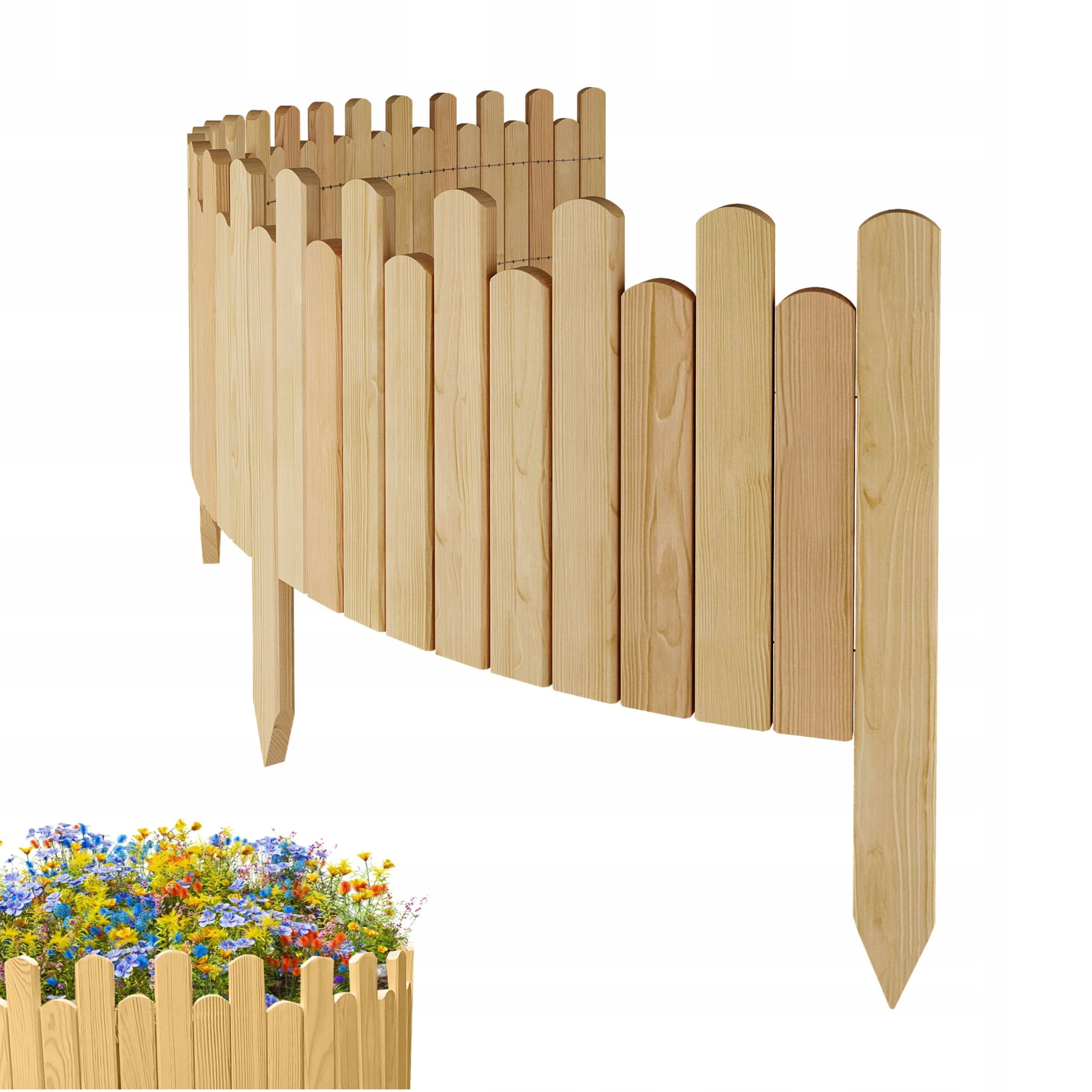 Plot Zahradní dřevěný, pružný, obrubník záhonů 200 x 30 cm Přírodní