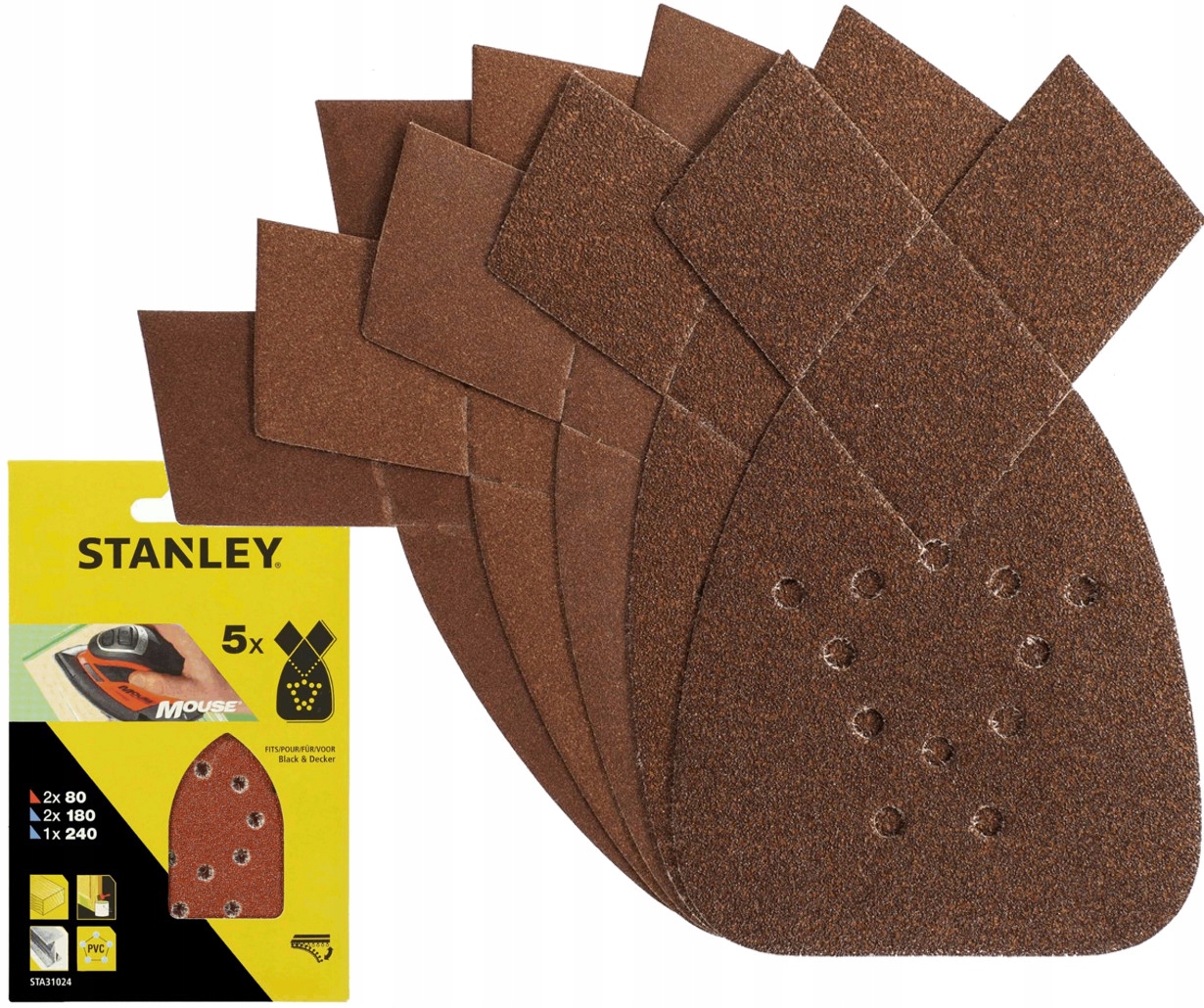 

Stanley 5x Papier Ścierny Rzep 80/180/240 Do Mouse