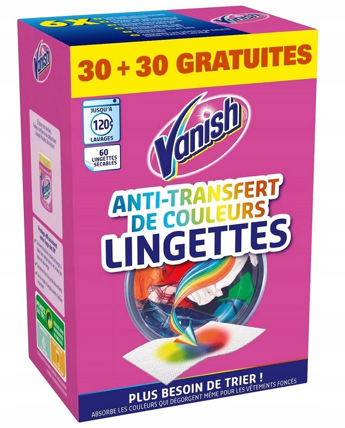 

Vanish Chusteczki Wyłapujące Kol z Prania 120 prań