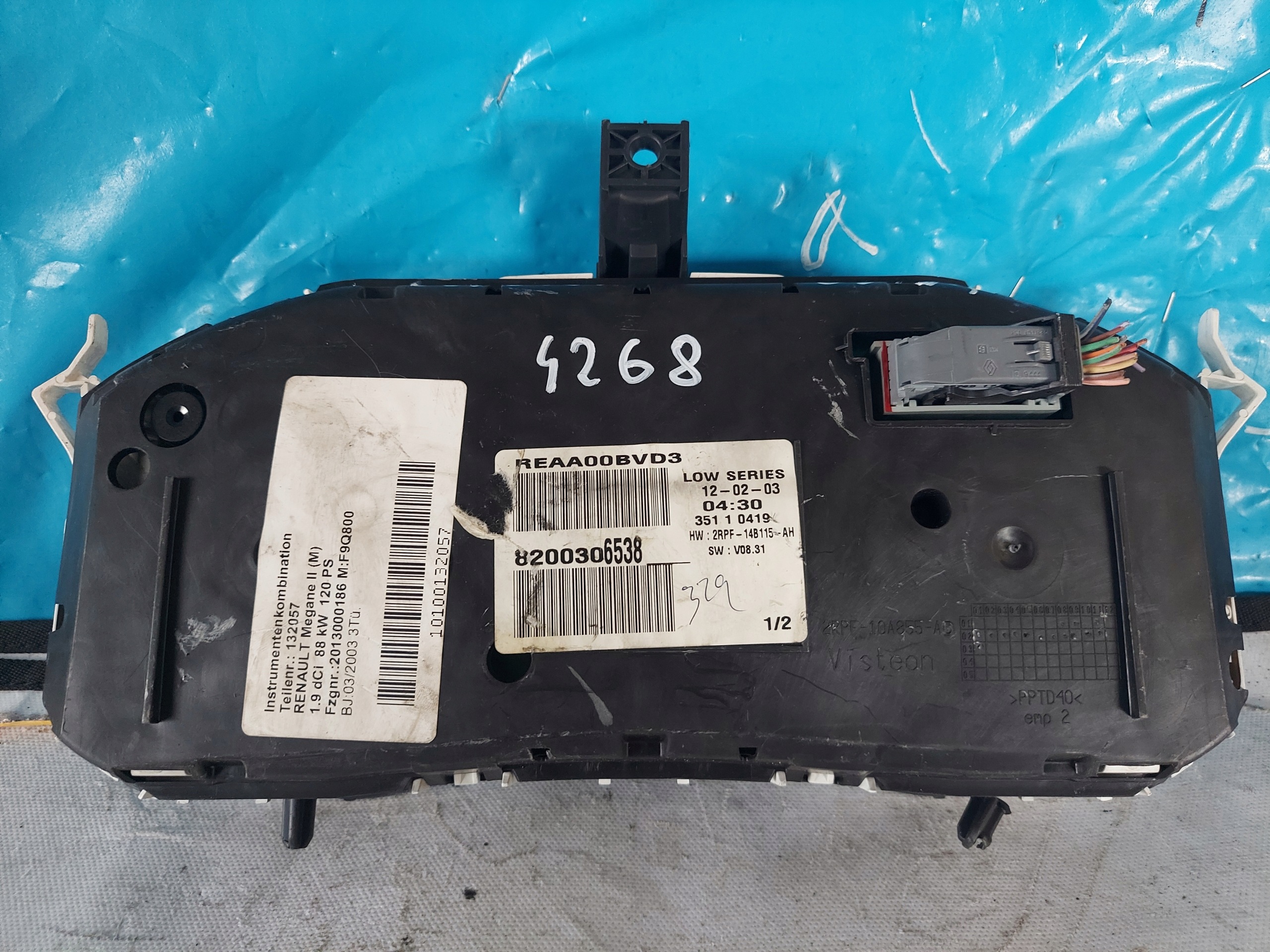 dials clock MEGANE II 1.9 DCI 8200306538