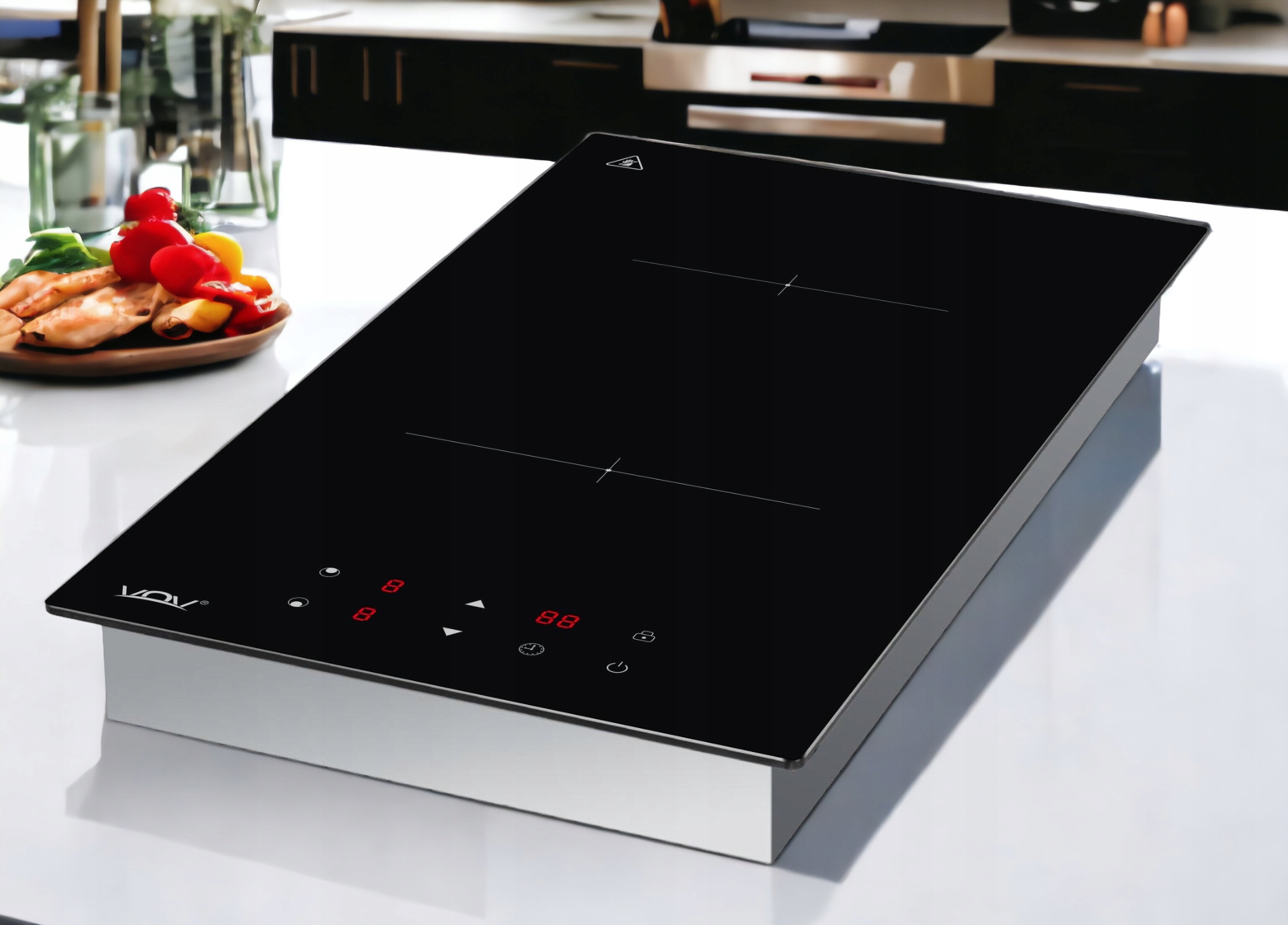 KUCHENKA PŁYTA INDUKCYJNA 2 POLA DO ZABUDOWY 3000W Wykonanie płyty szkło