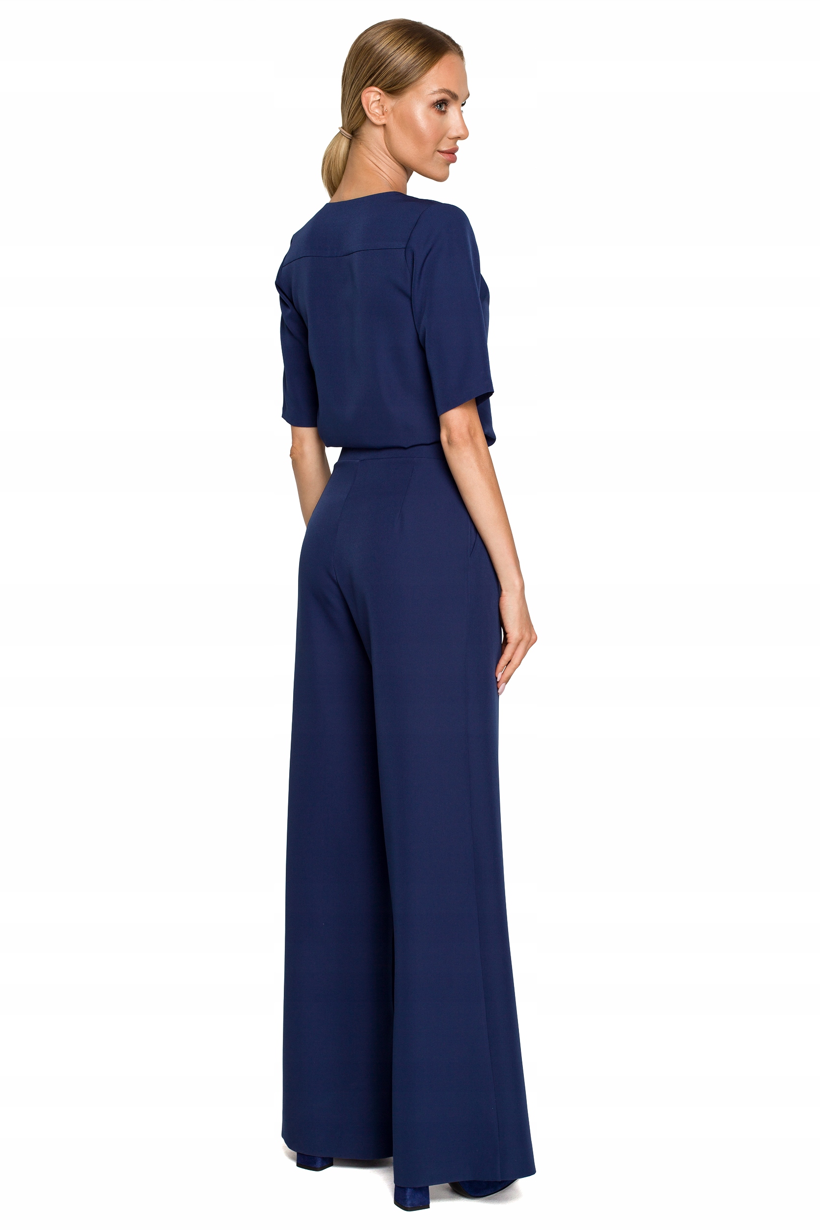 ELEGANCKI KOMBINEZON DAMSKI SZEROKIE SPODNIE Materiał dominujący poliester