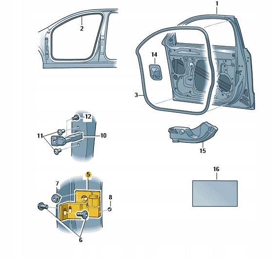 ZAWIAS DRZWI PRZÓD TYŁ SKODA SUPERB 2 LEWY GÓRA Numer katalogowy części 5N0831401