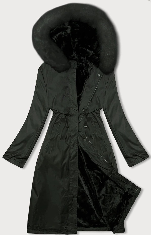 Zimní Parka Na Kožešině R558 Army S (36)