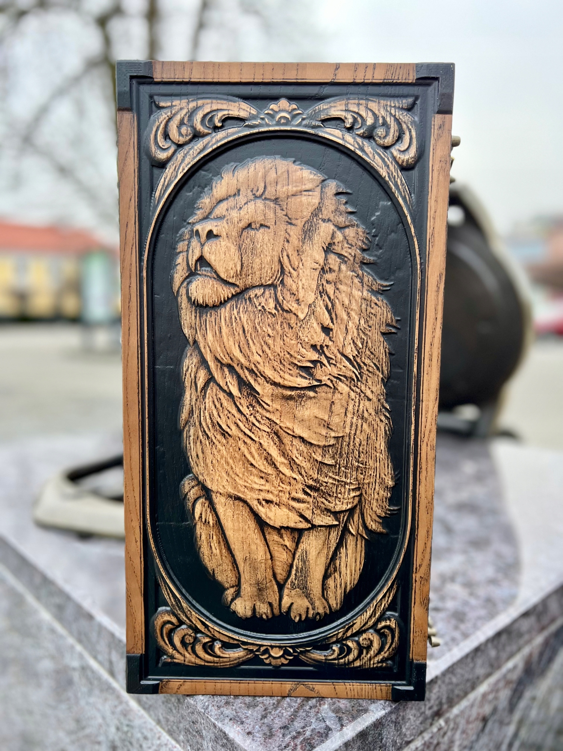 Drewniany Backgammon - Wzór Lew