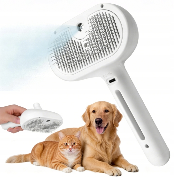 Levně Elektrický Kartáč Pro Psy A Kočky 2 V 1 S Párou, Odstraněním Zbytků Srsti, Masáží A Čištěním