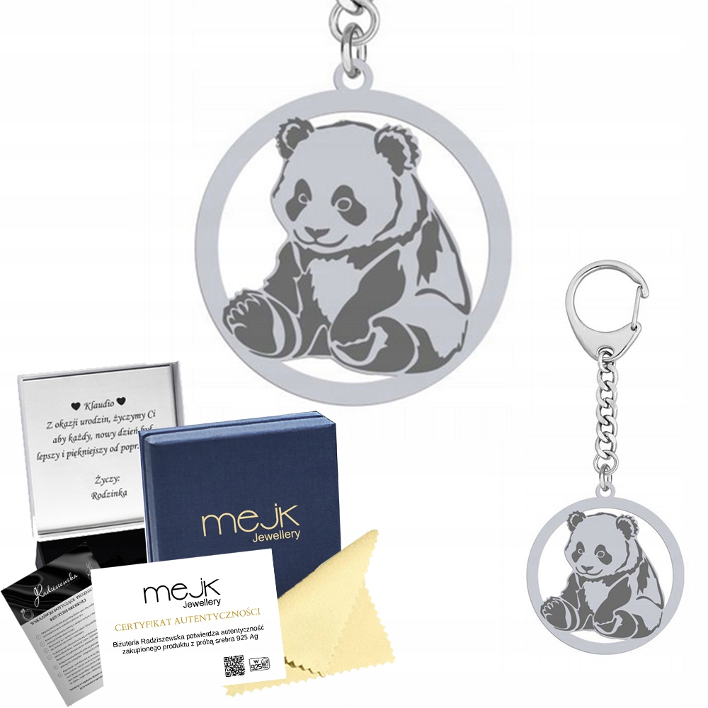 Přívěsek Na Klíče na klíče stříbrný Panda 925 Šperky pro učitele Dárek Gravírování