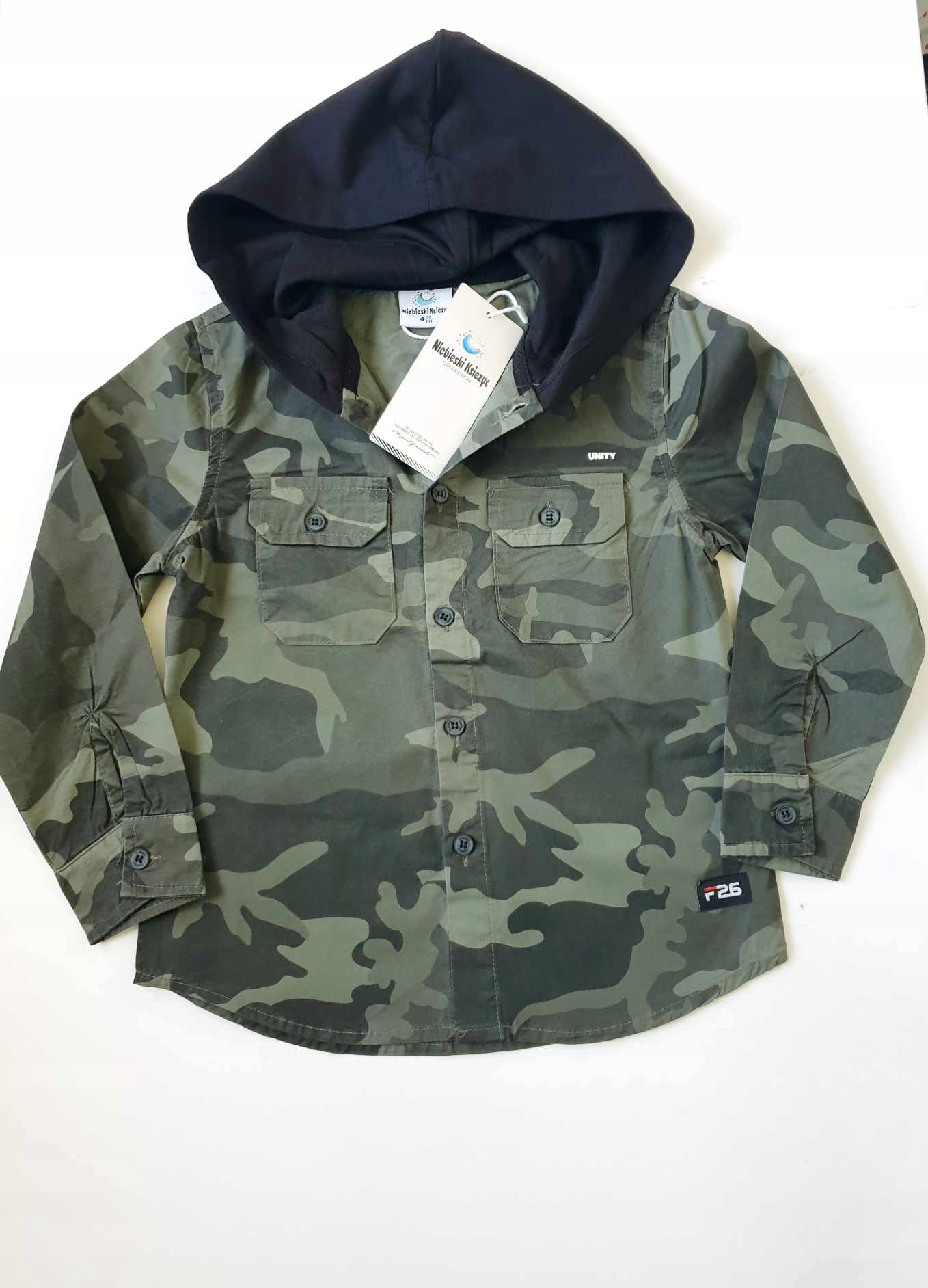 NK koszula chłopięca moro z kapturem 128 cm Marka Niebieski Księżyc