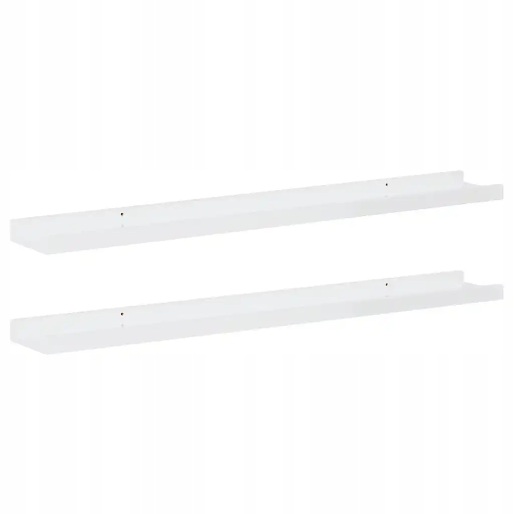 Nástěnná police Mdf, bílá, vysoký lesk, 80x9x3 cm, sada 2 ks