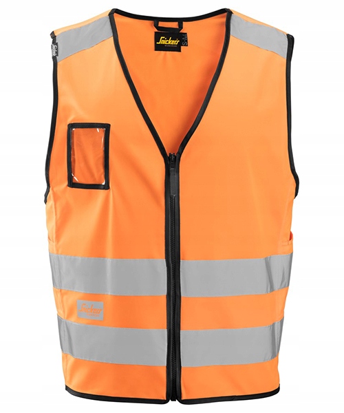 Kamizelka Odblaskowa MultiPockets na suwak 9153 Pomarańcz Rozmiar S/m