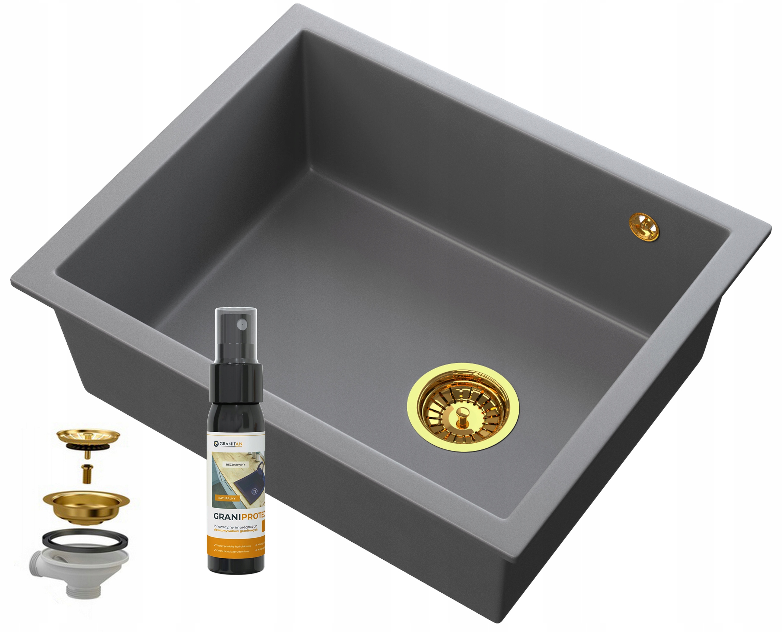 Šedý Poddoskový Zlatý Závesný Drez Salix