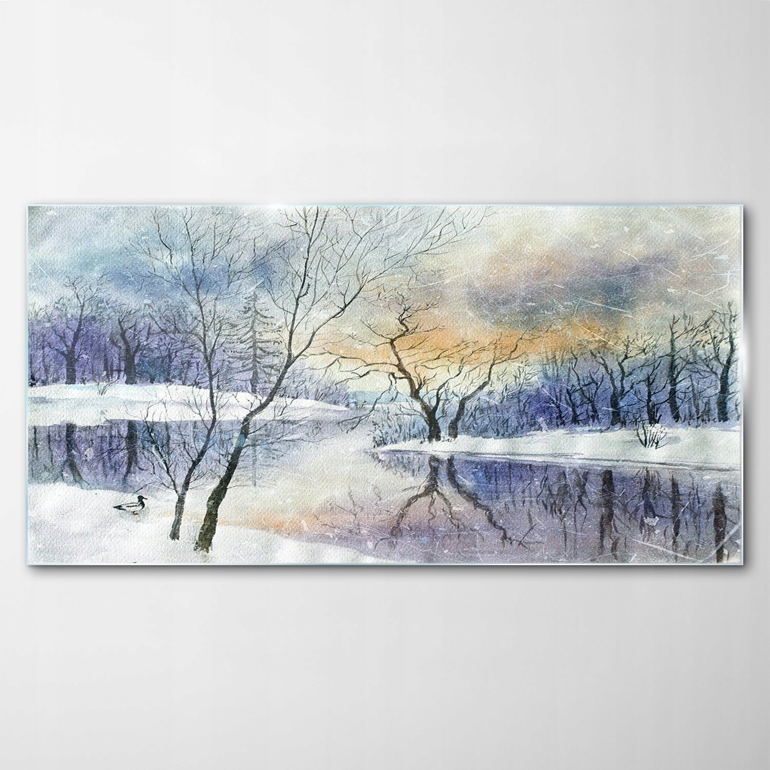 

Obraz Szklany Dekor Zima Akwarele Krajobraz 140x70