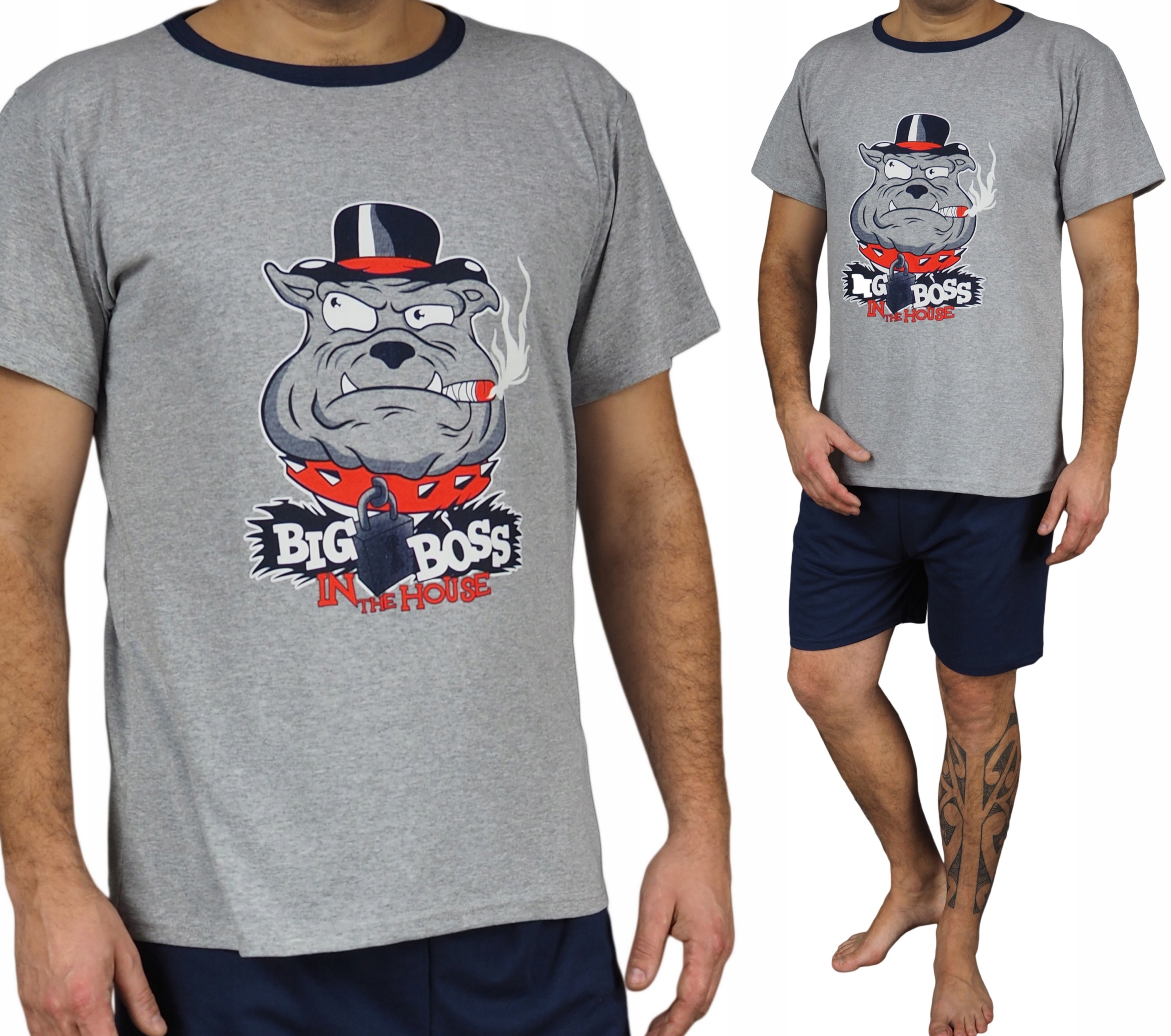 PIŻAMA MĘSKA 4XL bawełna BIG BOSS prezent SZORTY