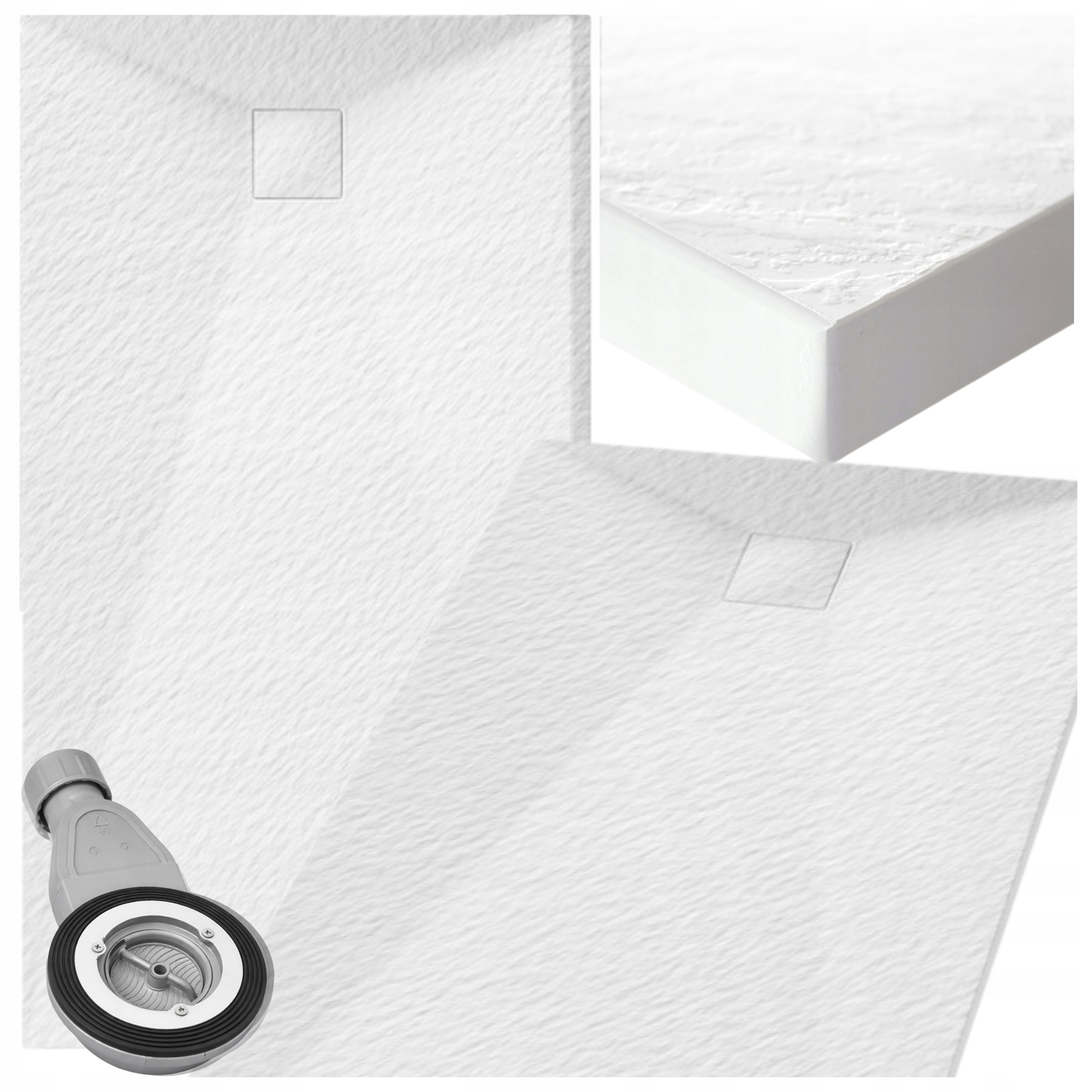 Sprchová vanička Struktura kamene obdélníková 150 x 90 cm Bílá Teja