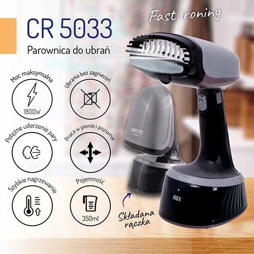 Parownica do Ubrań CAMRY CR 5033 - Szybkie Prasowanie, 1200W, 350ml