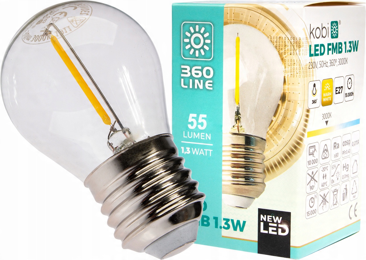 

Żarówka Led E27 filament 1,3W 3000K do girlandy