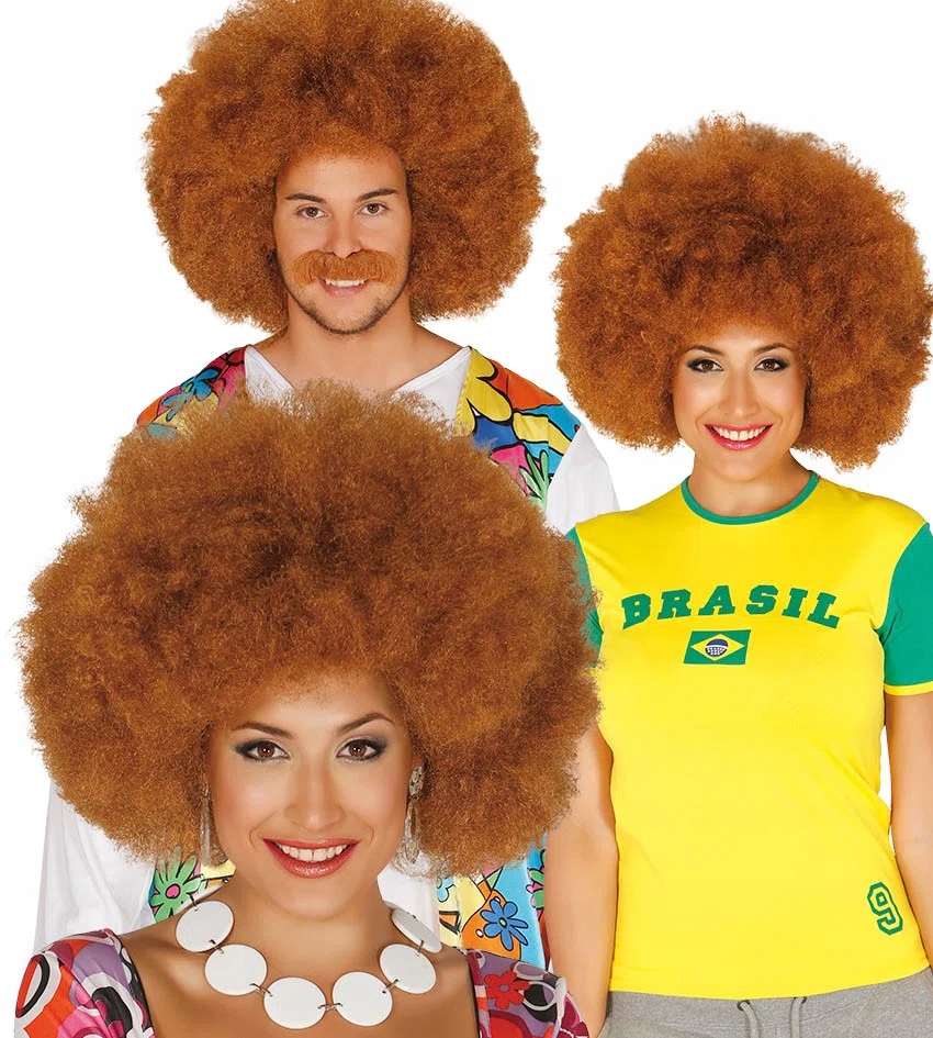 PERUKA MEGA DUŻA AFRO BRĄZOWE MURZYN PRZEBRANIE DODATEK STRÓJ KARNAWAŁ