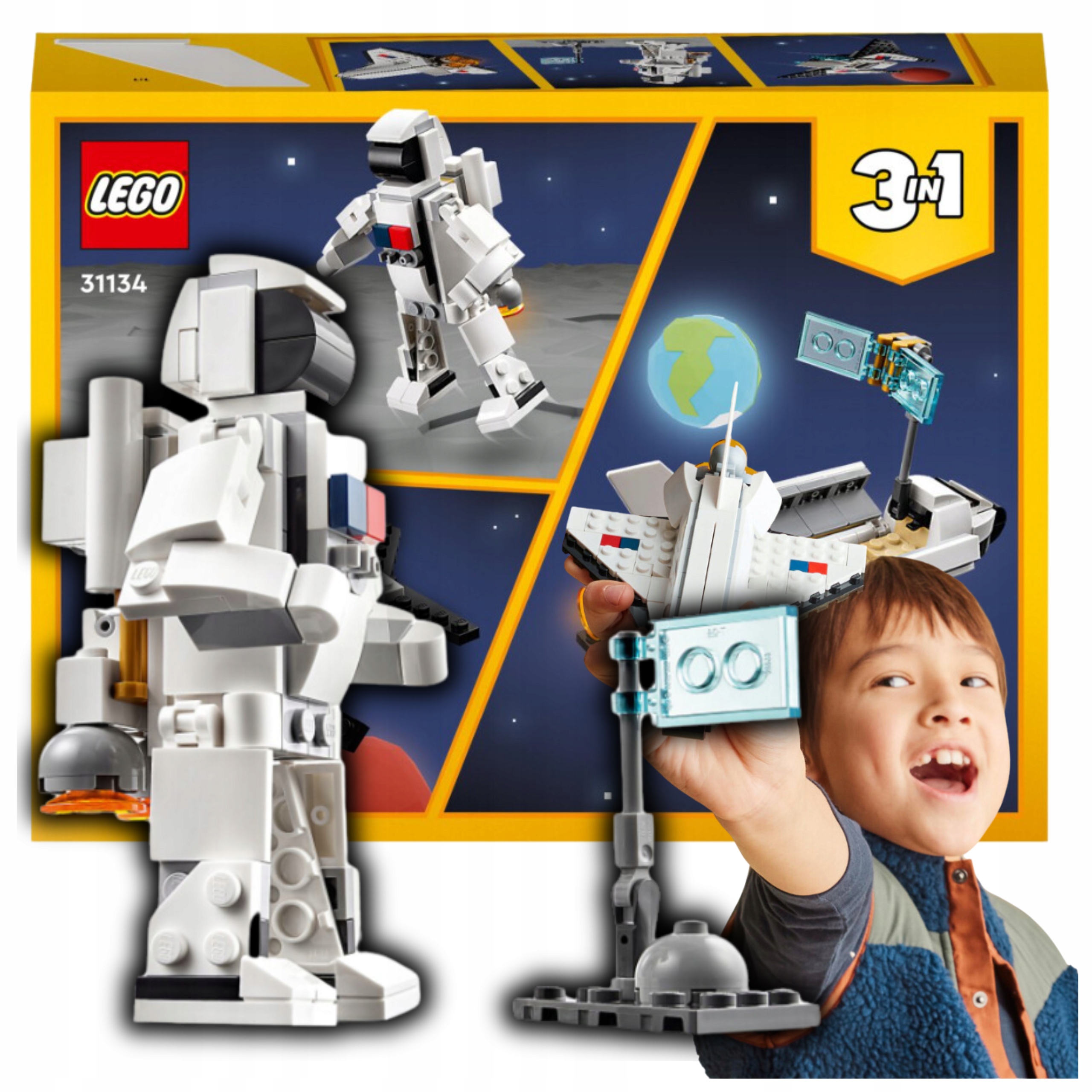 ZESTAW LEGO CRATOR SAMOLOT PROM KOSMICZNY STATEK KOSMICZNY ASTRONAUTA