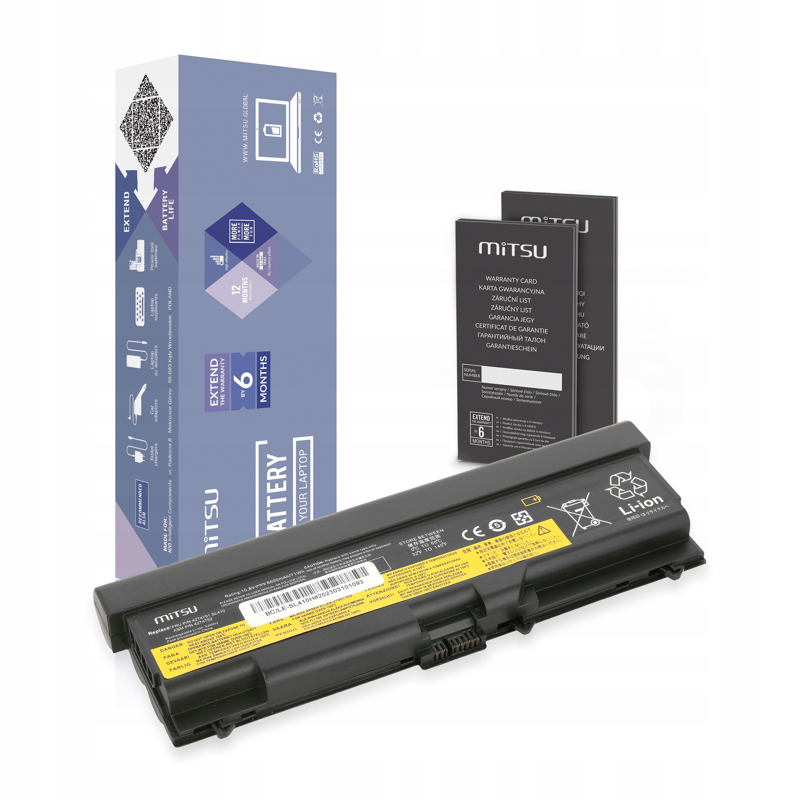 Bateria akumulator Mitsu do Lenovo E40 E50 SL410 SL510 6600mah