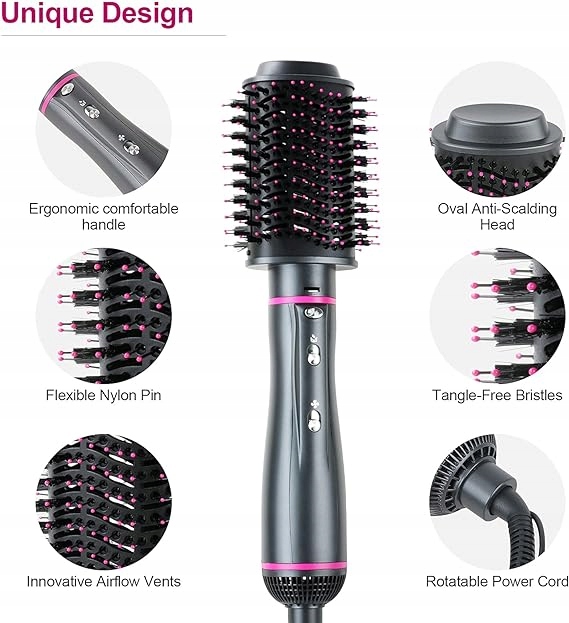 SUSZARKA DO WŁOSÓW 4w1 CIEPŁE POWIETRZE SZCZOTKO LOKÓWKA ZESTAW WeChip1000W Model W1