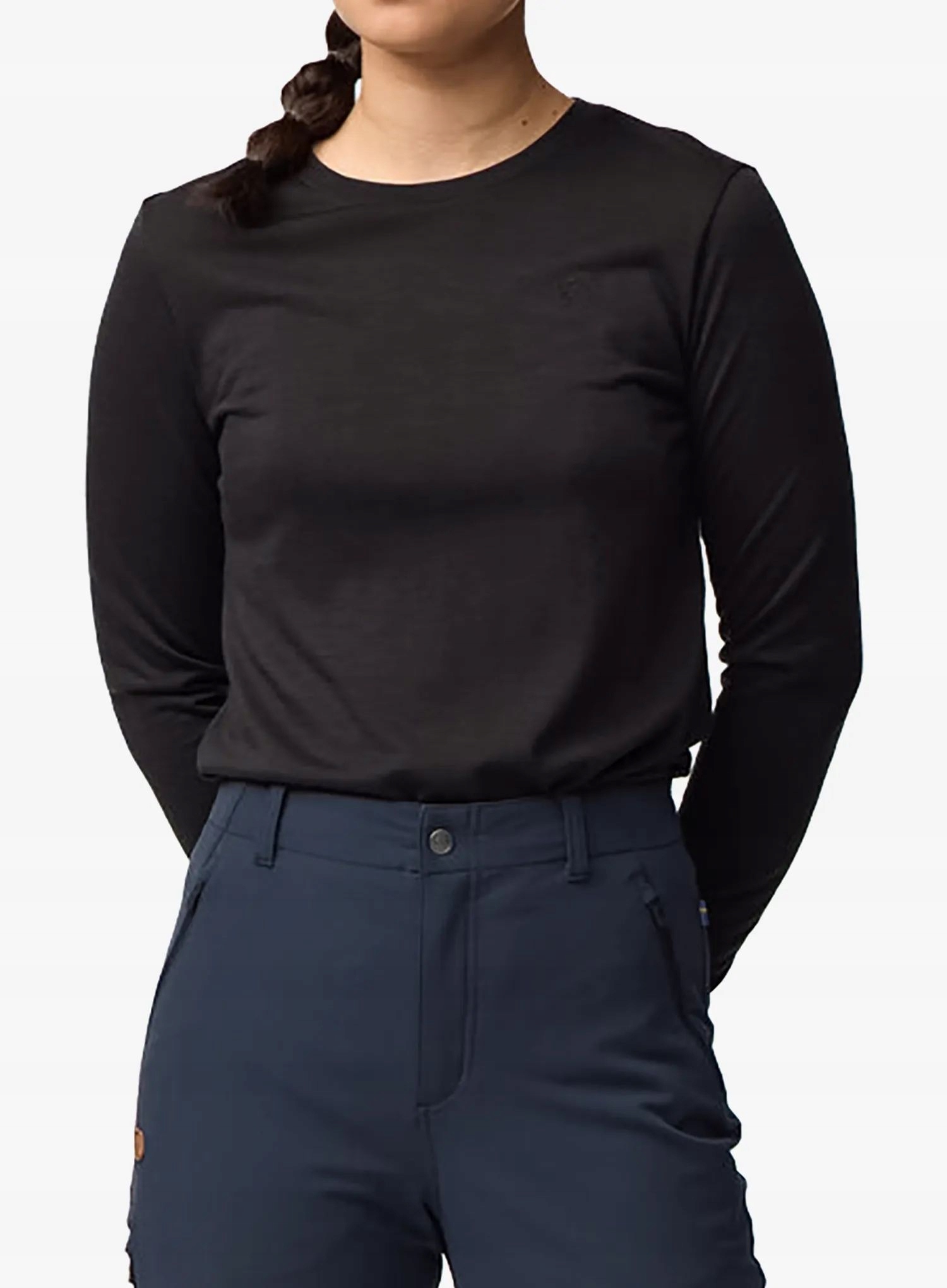 Koszulka z wełny merino damska Fjallraven Abisko Wool Ss dark navy S