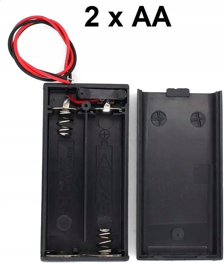 Koszyk pojemnik na baterie 2 x AA R6 z włącznikiem Kod producenta Koszyk na baterie 2 x AA R6 z włącznikiem