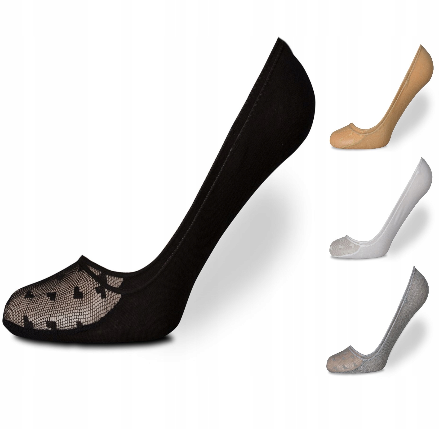 

Stopki Balerinki damskie koronka serca Zestaw 6 p.