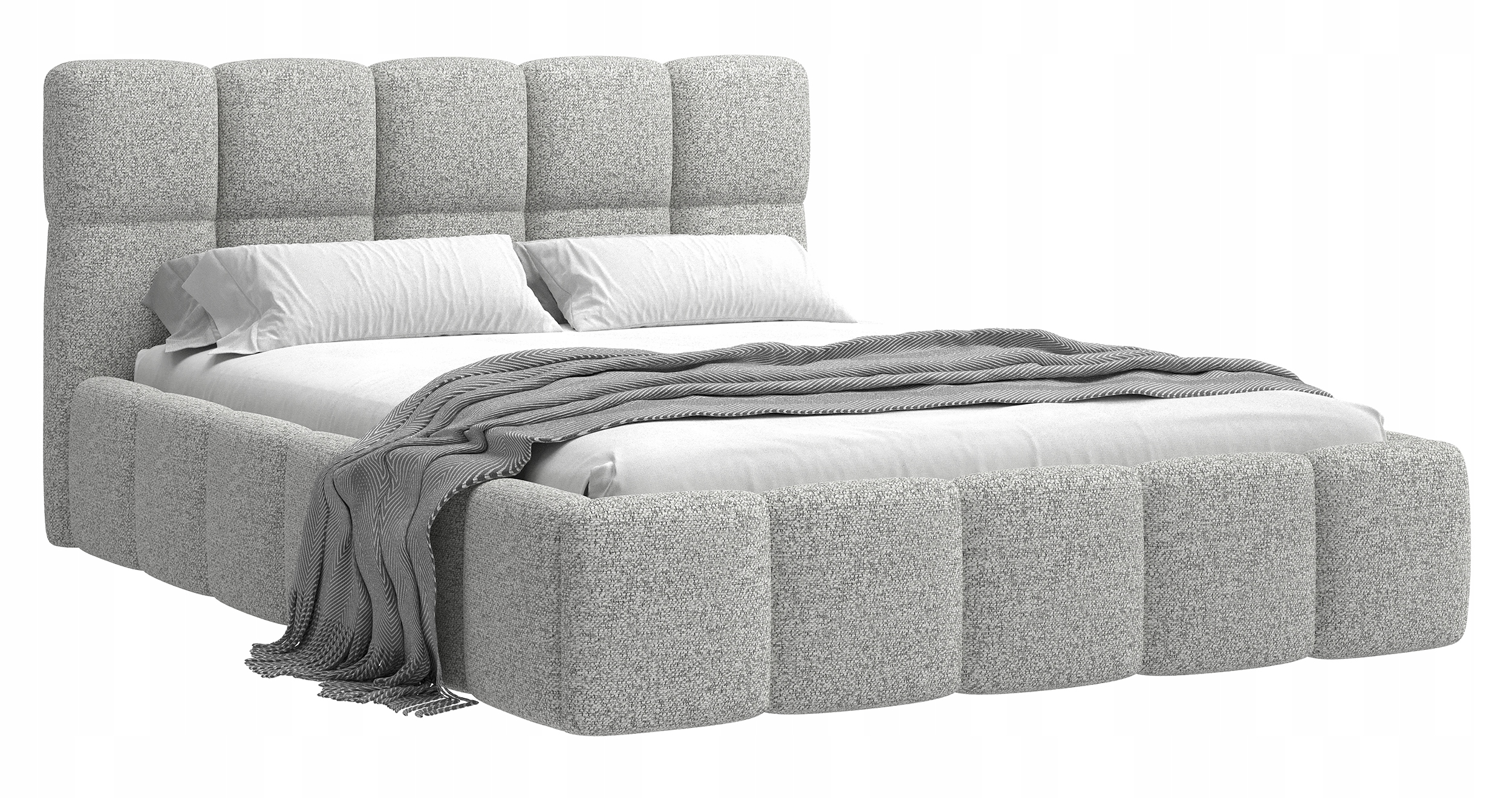 Čalouněná postel 160 x 200 cm Cloudy světle šedá, pletenina, dřevěný rošt