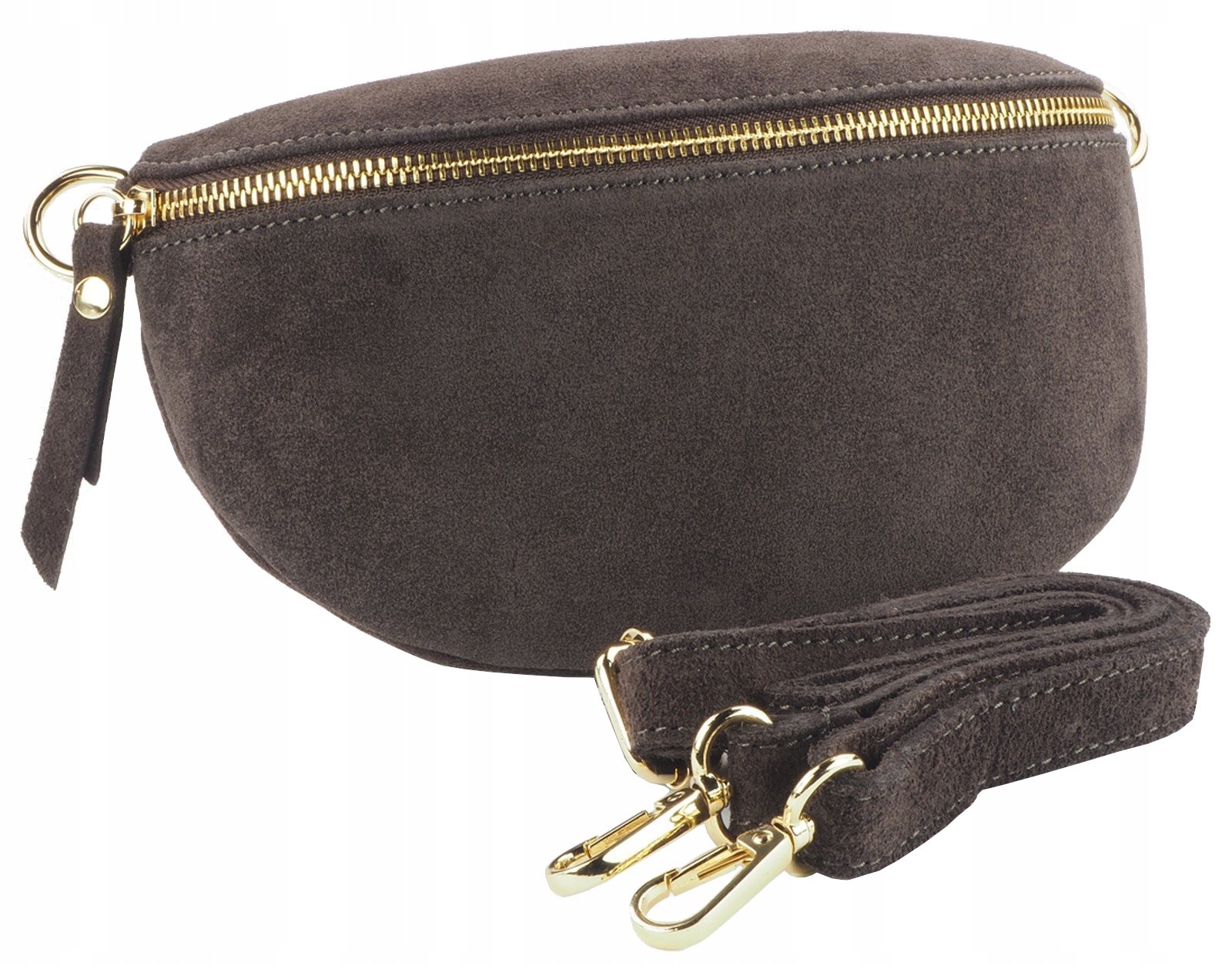 Laura Biaggi Damska Saszetka na Biodro Nerka Torebka Crossbody Skóra Zamsz