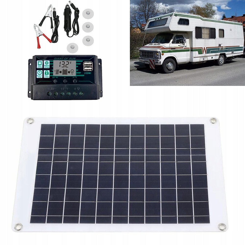 20W Polykrystalický Solární Set S Regulátorem Nabíjení Pro Dům A Loď