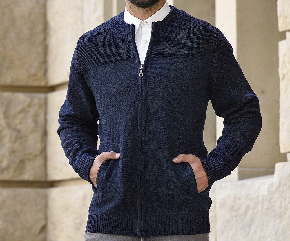 ROZPINANY SWETER MĘSKI - GRANATOWY XXL