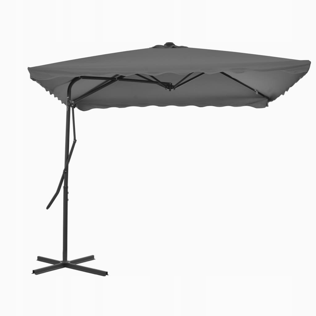 Zahradní slunečník na ocelovém sloupku, 250 x 250 cm, antracitová barva