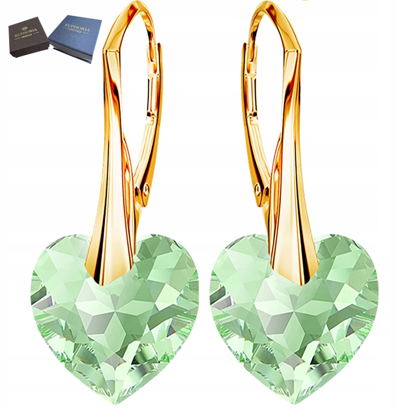 Náušnice Zlaté Stříbro 925 Závěsné anglické zapínání jako Dárek Zelené