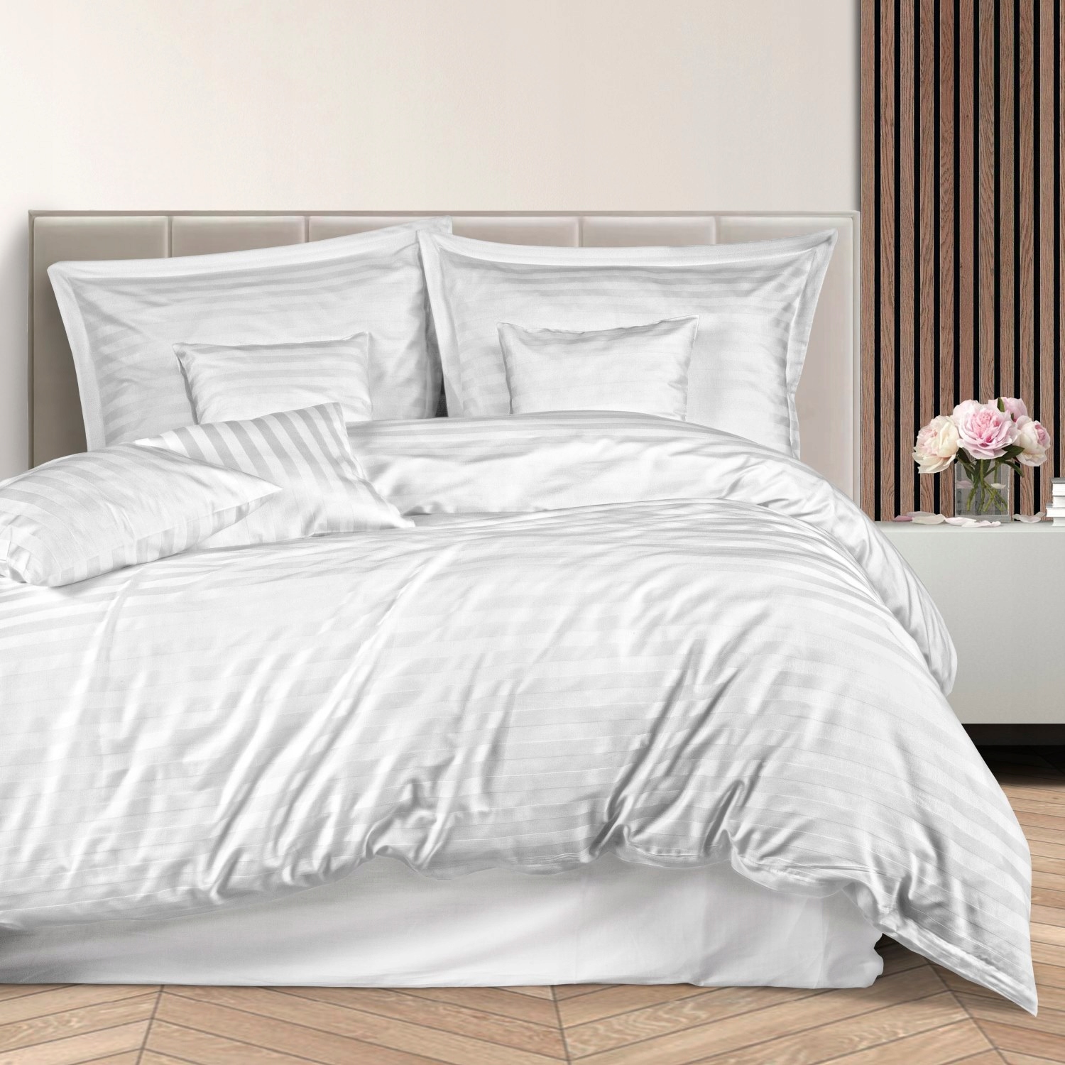 Posteľná Bielizeň bambusovo-bavlnená saténová Stripe WHITE/220x200 +2x70x80+4x40x40