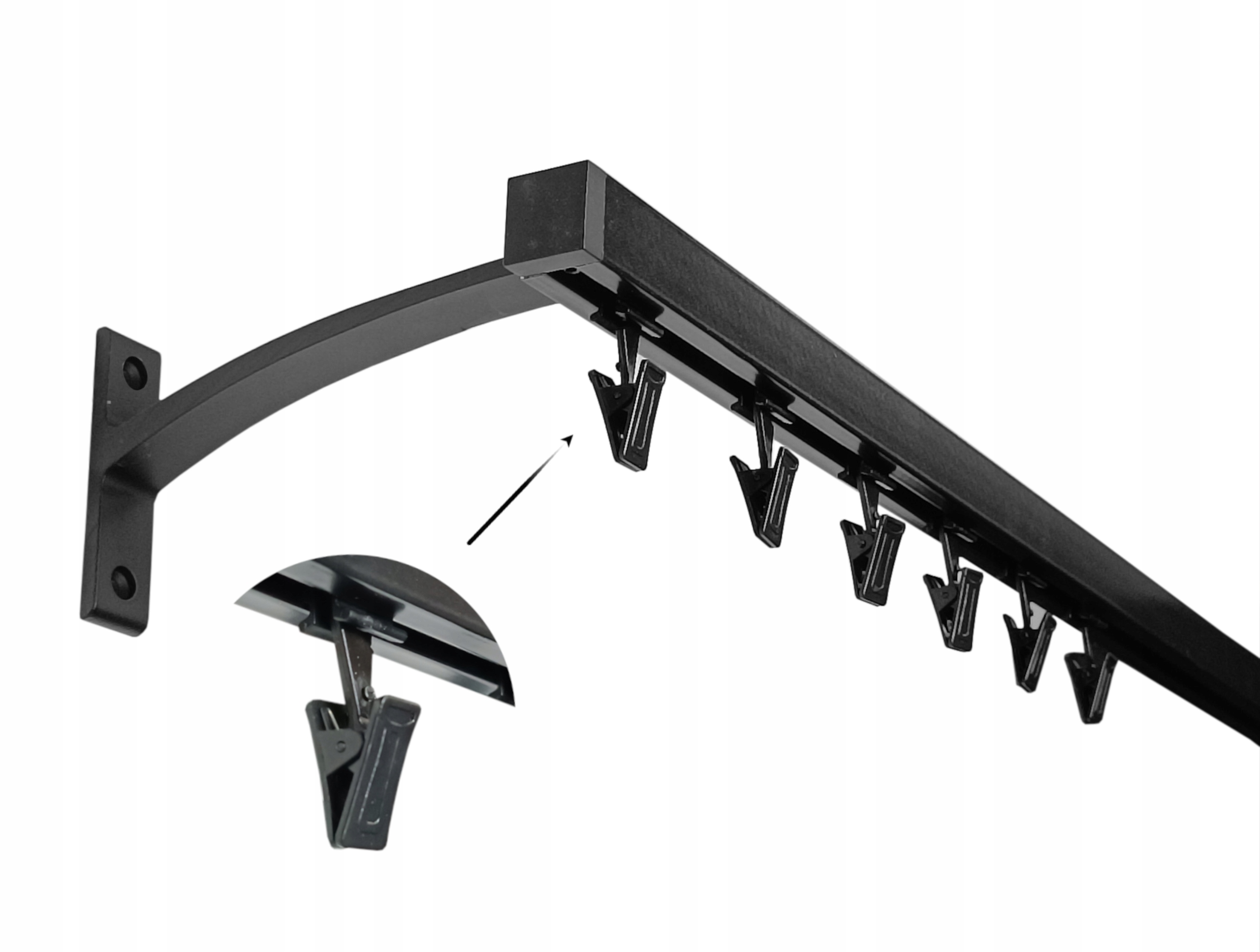 Garnýž Kolejnicový Apartmánový Alu čtverec černý kpl žabky 20 mm 300 cm